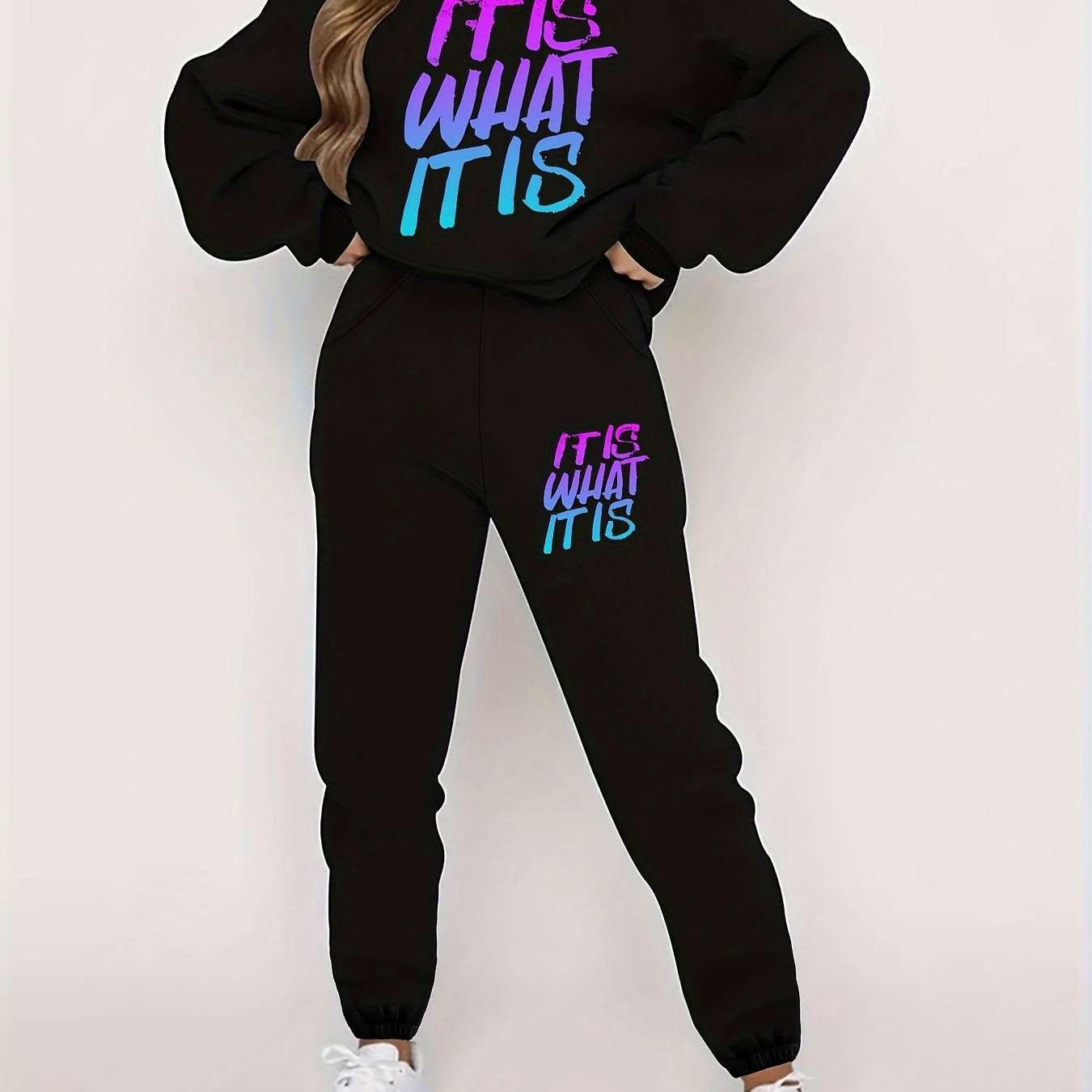TEMU Ensemble Sweatshirt et Pantalon Imprimé pour Femme, Automne et Hiver, Ensemble Décontracté Deux Pièces