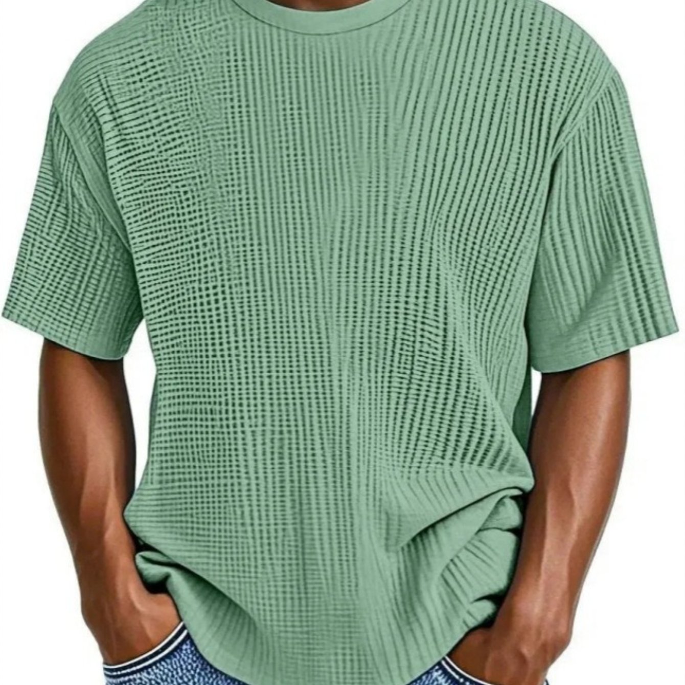 Image of Men' Oversized Crew Neck T-shirt - Loose Fit Short Sleeve Summer Basic Solid Color Casual Top, Machine Washable Round Neck -compatible For -body Types (refer To Size Chart)