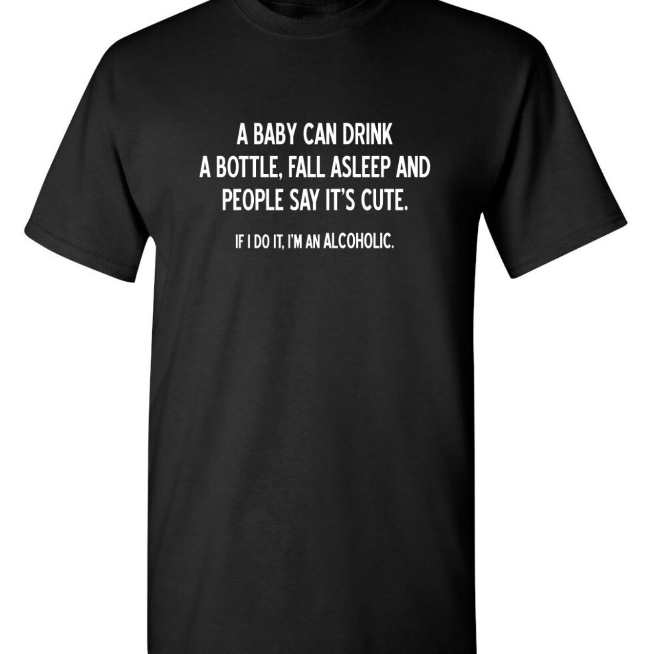 TEMU Men's Funny " Is Likerinking A Bottle" Sarcastic Humor T-shirt- Black With White Print, Vintage Loose Fit Short Sleeve T-shirt Suitable For