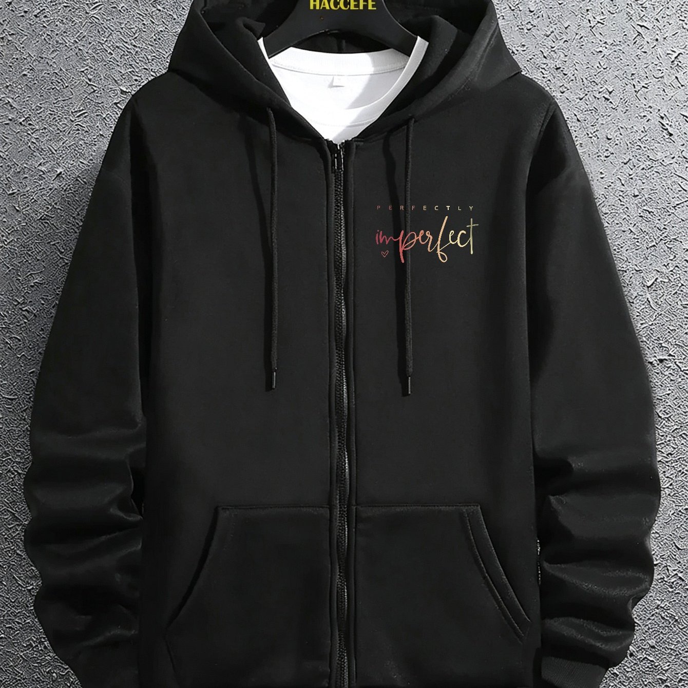 Image of Men' Zip Up Hoodies, Letter Print Pattern, 2026 New Style Men's Hooded Sports Sweatshirt Top, Autumn Winter Men's Casual Jacket, Open Front Full Zipper Cardigan Style