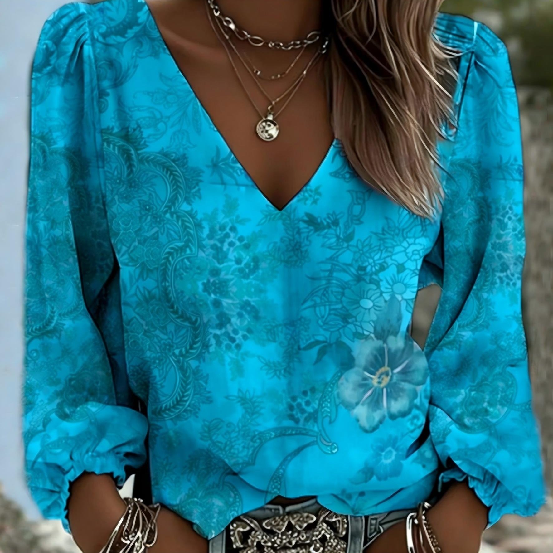 TEMU A European And Women's Top, Spring, Autumn And Winter Style, Stand Collar, Long Sleeves, Creative Print, A Must-have For Vacations, Travel And Commuting