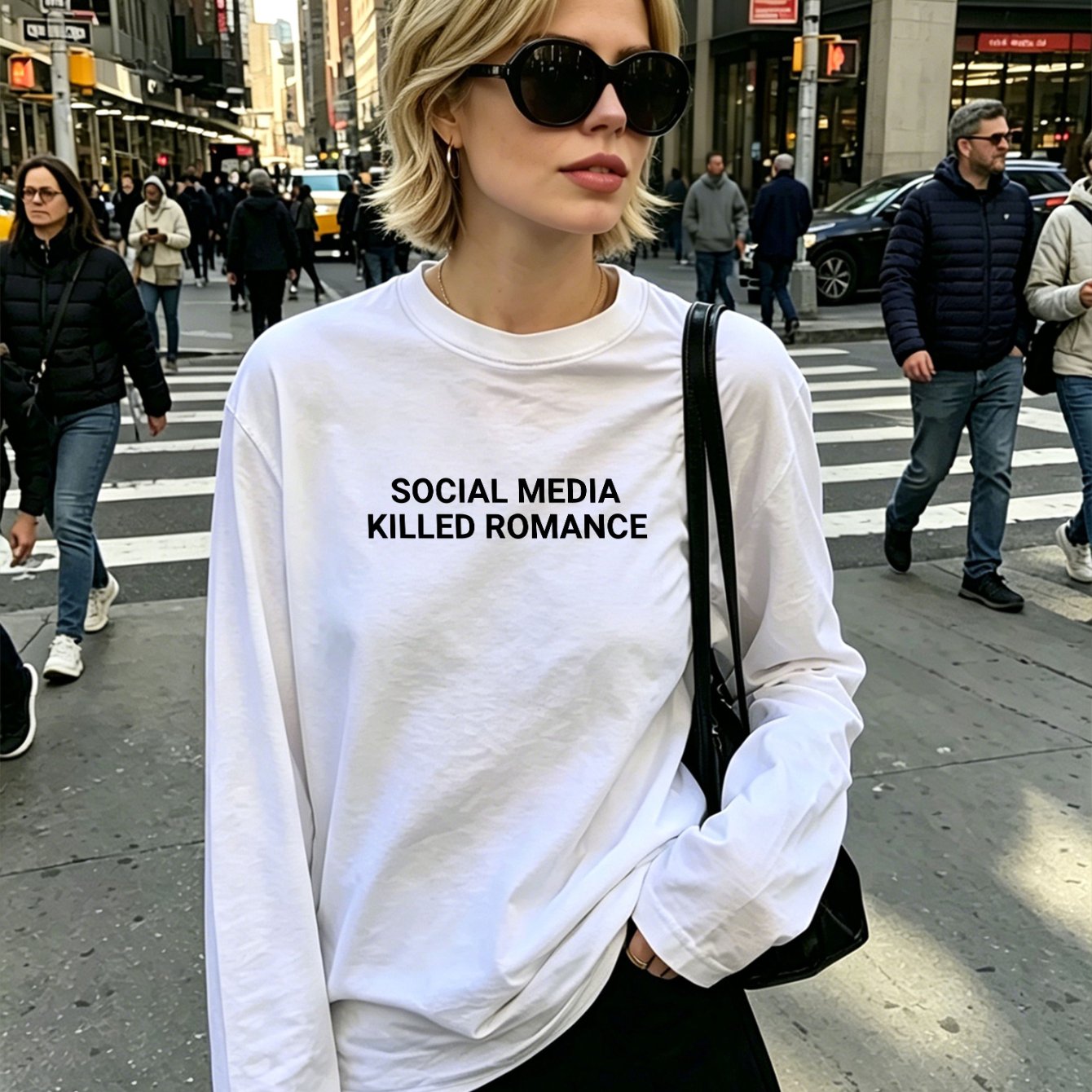 TEMU New Women's Fashion Printed Long-sleeve T-shirt, Machine Washable Soft Fabric, 