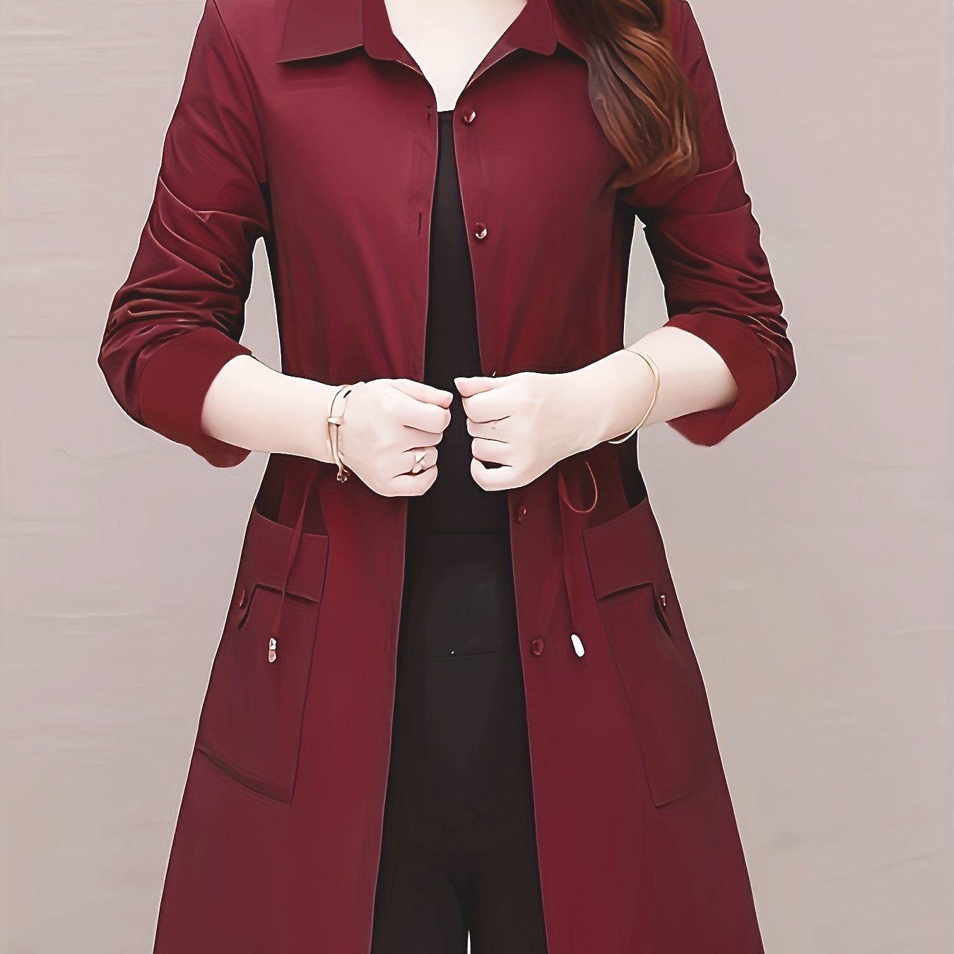 TEMU Spring And Autumn Solid Shirt Jacket For Women