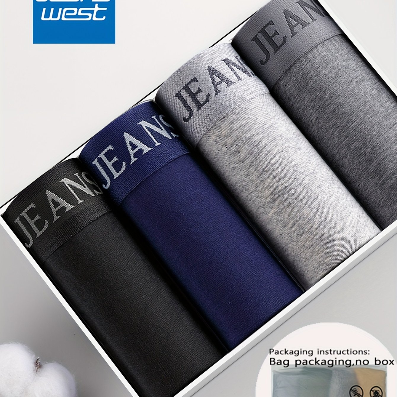 Jeanswest 4-pc Men's Underwear, Classic Solid Color Briefs, -like Comfortable Breathable Underwear, Men's Flat Briefs