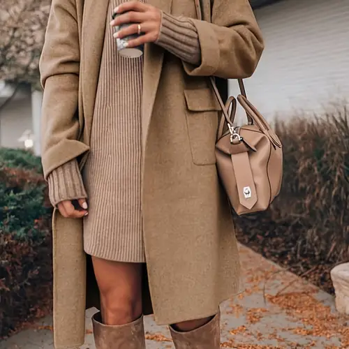 womens long cardigan wool coat open front pockets warm lapel jacket coat outerwear