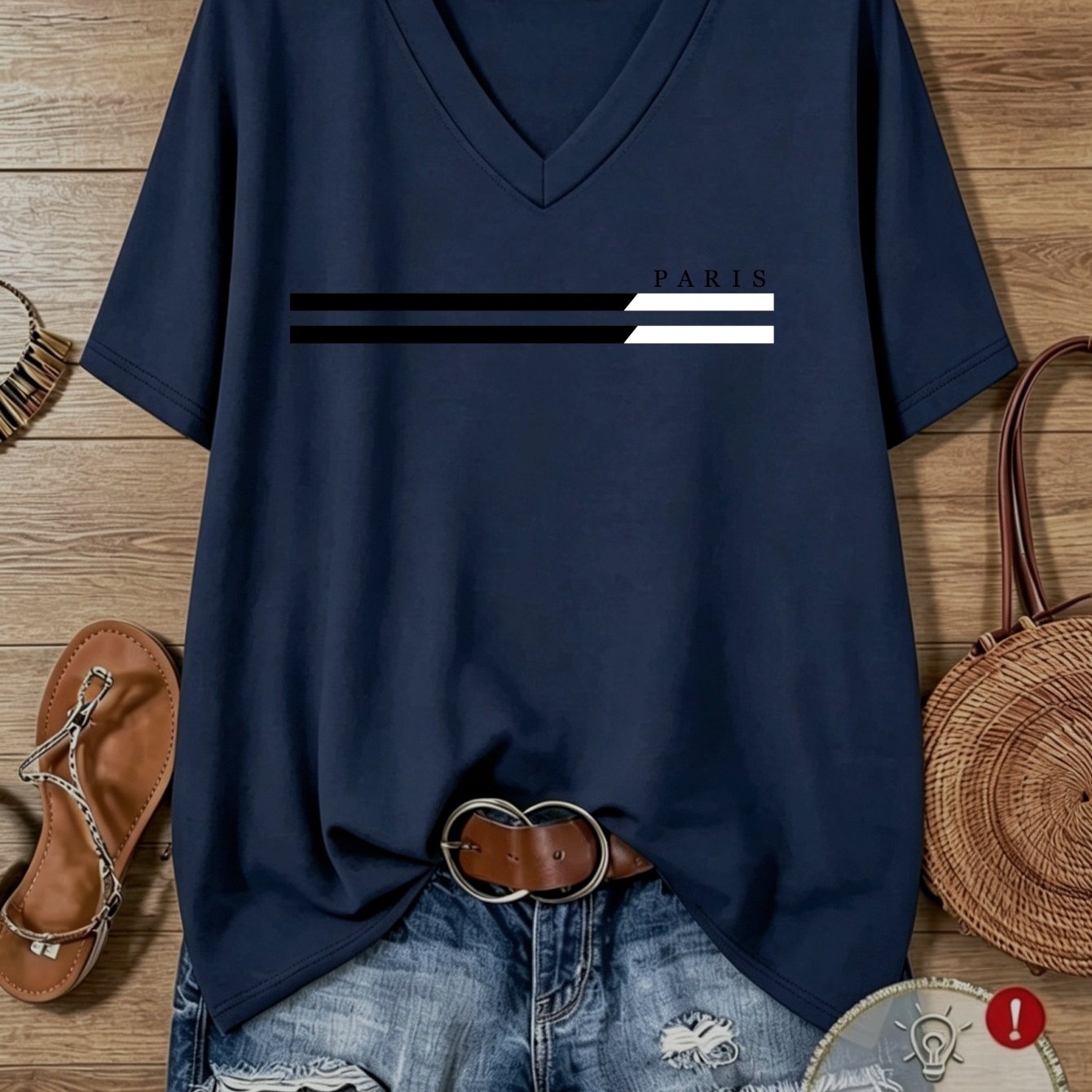 TEMU Plus Size Summer Fashion Casual Sportswear For Women - Loose Fit Letter Print V-neck Short Sleeve T-shirt, Skin-friendly And Breathable,