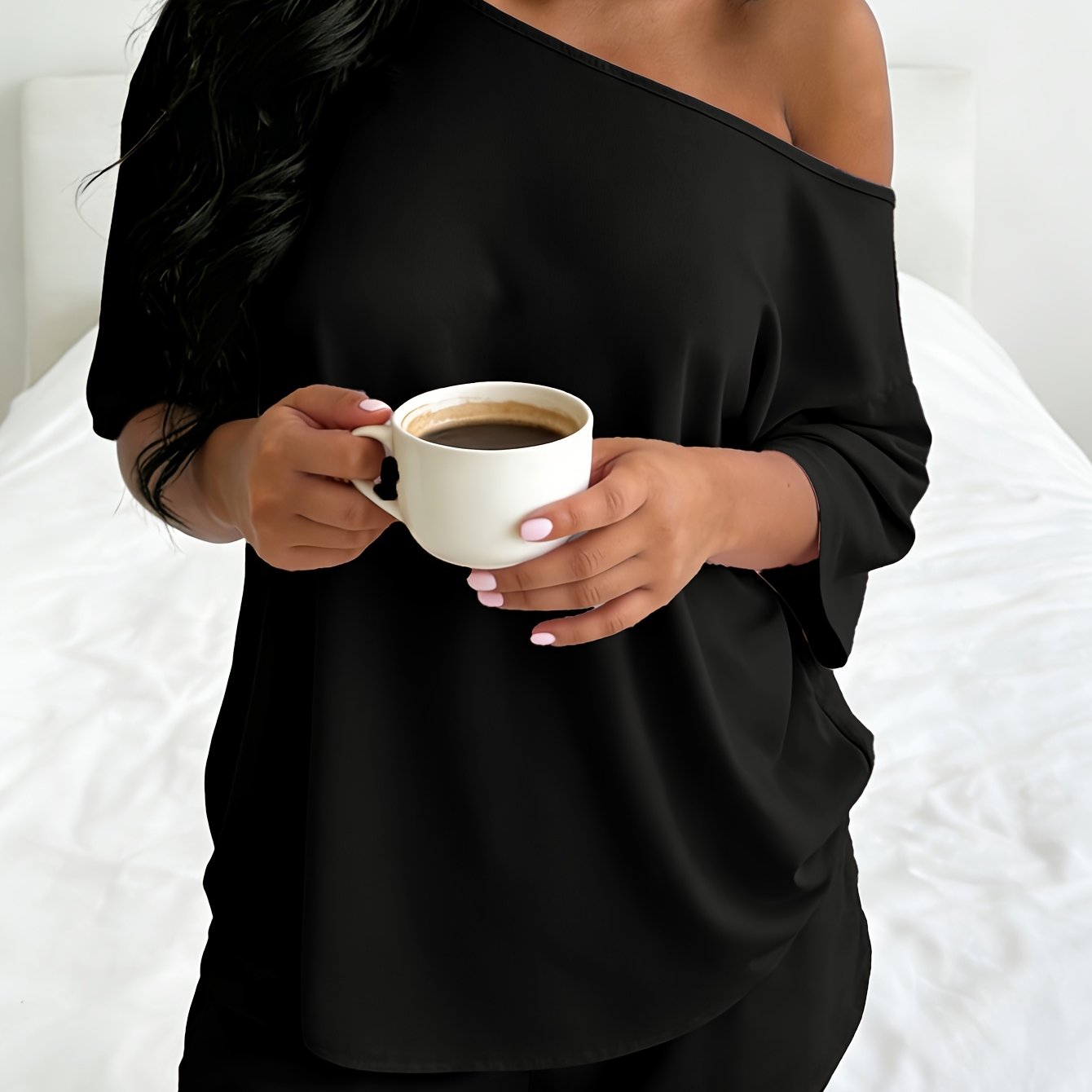 TEMU Pijama de Mujer Talla Estándar /Verano, Color Sólido , Conjunto Casual de Descubierto y Moderno para el Hogar