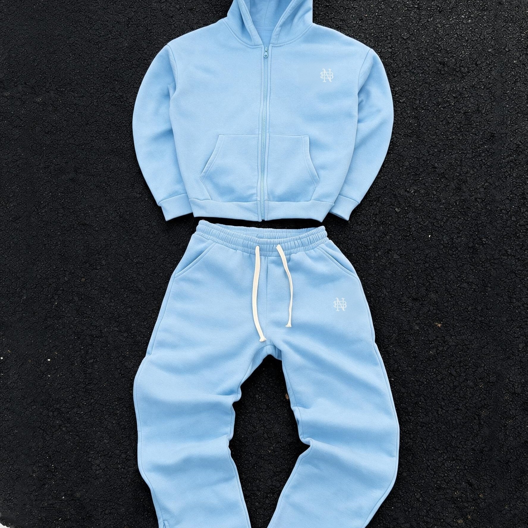 TEMU Men' Color Casual Hoodie And Jogger Pants 2pcs Set, Loose Casual Fit, Zippered Hoodie And Split Hem Sweatpants, Easy Embroidered 2pcs Set, Loose