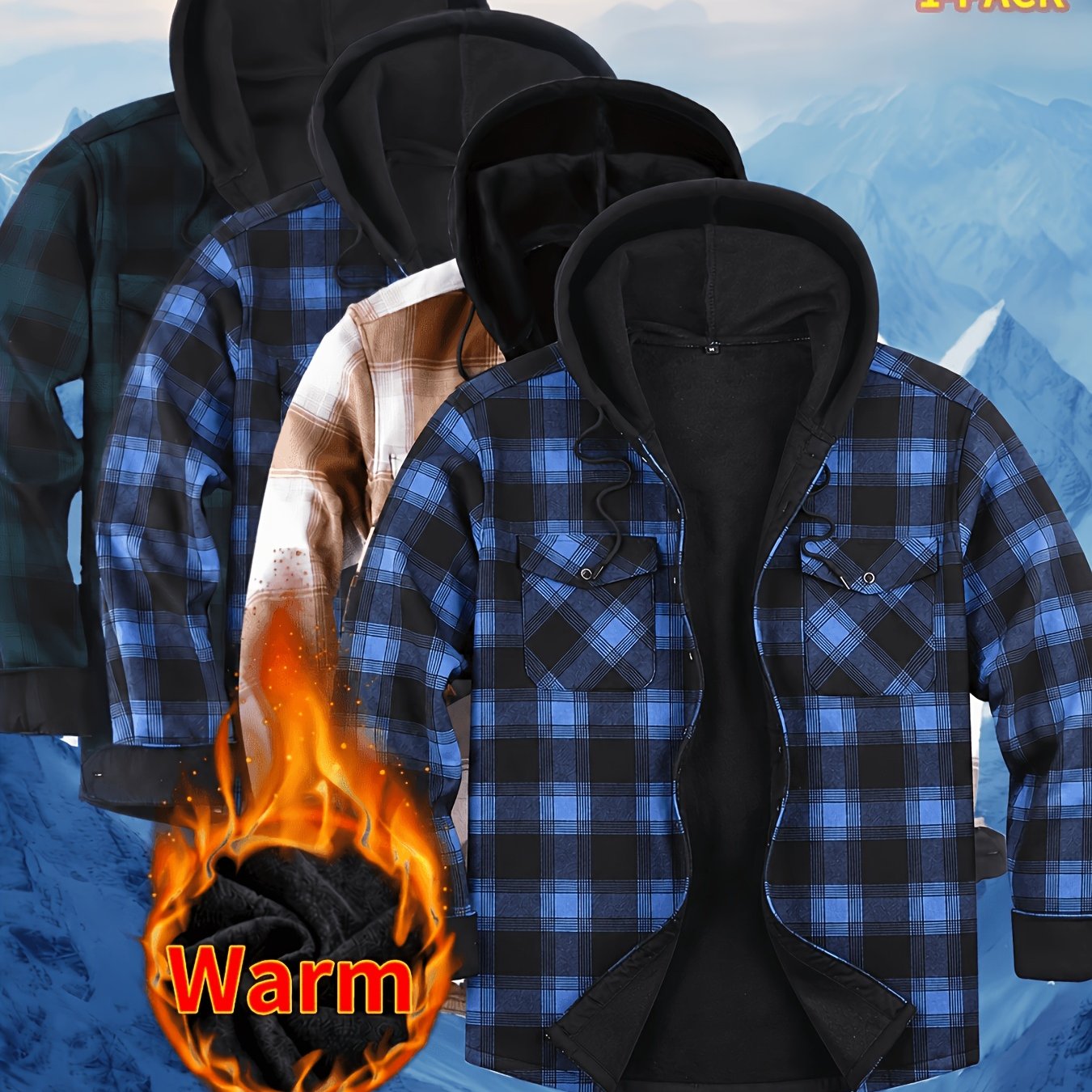 TEMU 2026 's Shirt | Flannel Casual Shirt | Double Pocket Thickened | Regular Version Hooded Long Sleeved Shirt | Easy To Business Casual