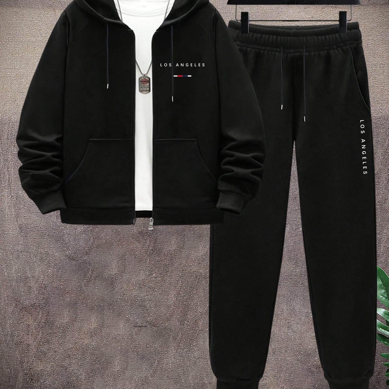 TEMU Men's Athletic Two-piece Set, Casual Full- Suit, Long-sleeve Hooded Top And Jogger Pants, Suitable For Exercise, Running, Daily Casual Wear In