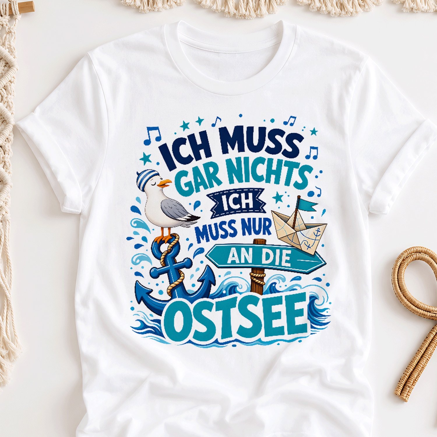 Image of Ich Muss Ich Muss Nur An Die Summer Holiday Tokens Seagull Travelers Summer Holiday Overseas Printing Y2k Oversized Unisex T-shirt For Men Women Retro 2000s Streetwear Baggy Graphic Tee