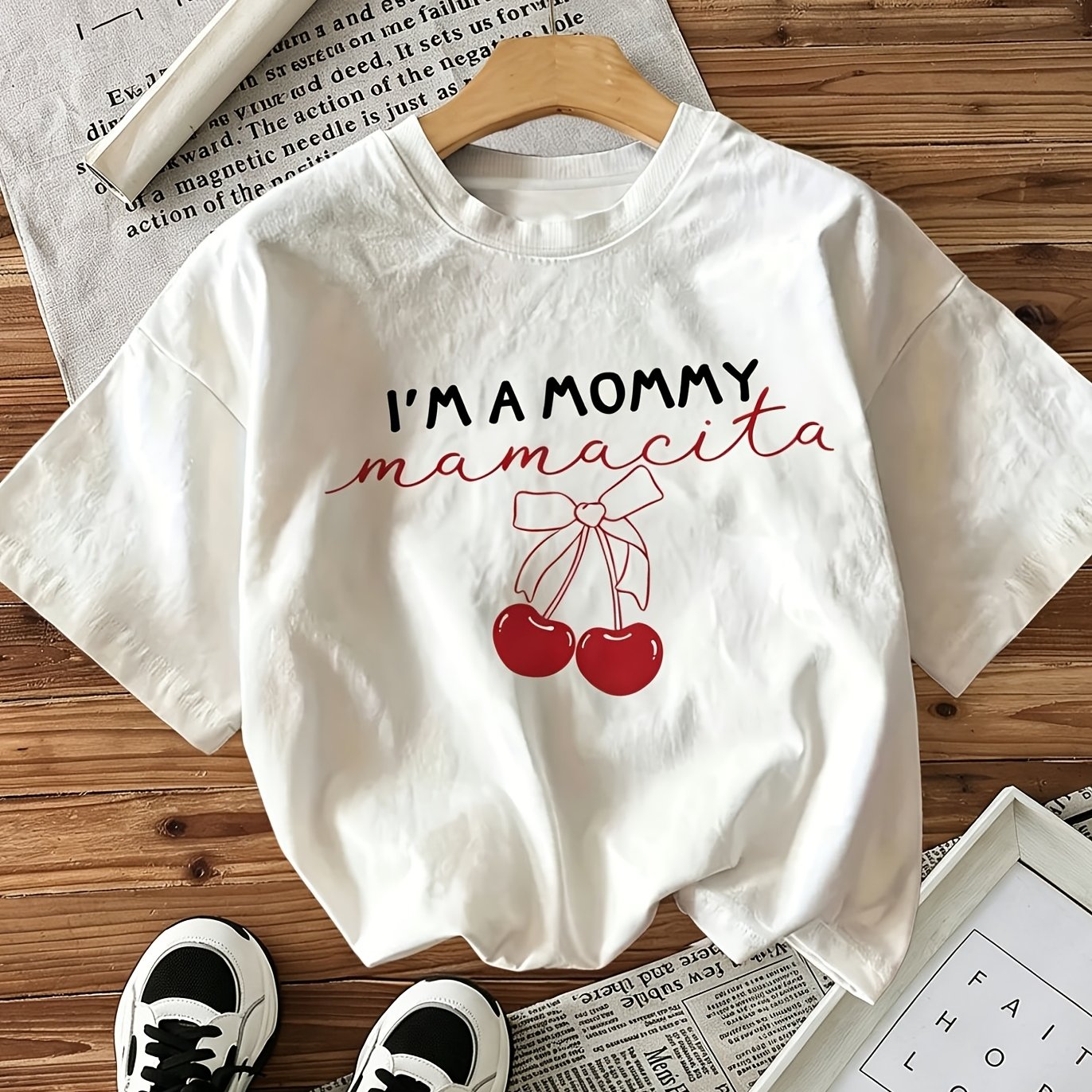 TEMU Letter Print Short Sleeve T-shirt, Round Neck Casual Women's Top, Spring Summer Style Daily Sportswear
