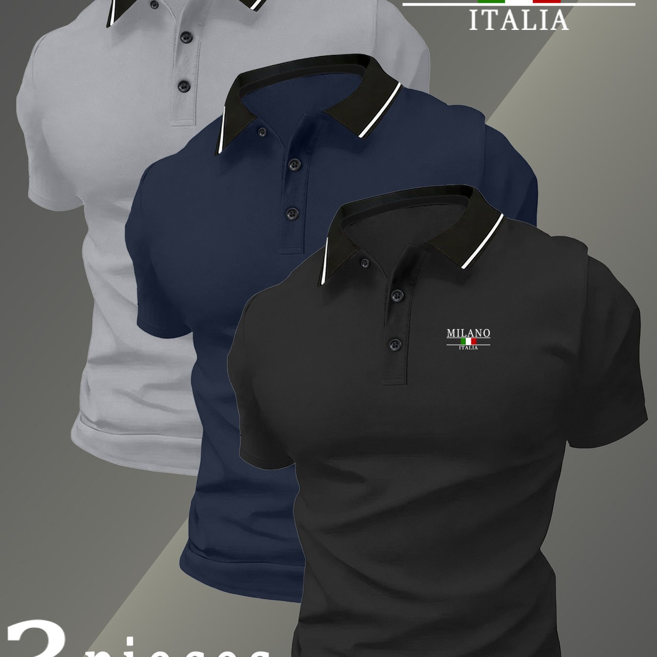 TEMU A Set Of 3 S8 Men's Quick-dry Shirts Featuring The 4082 Italy Logo Print. Are Breathable And Comfortable For Workouts, Stylish And Lightweight