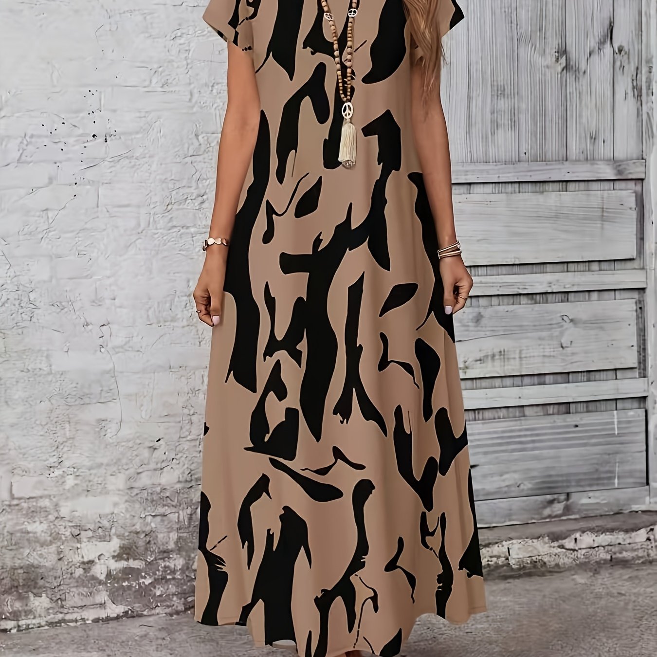 TEMU Women's And Summer Fashion Casual Printed A-line Long Dress