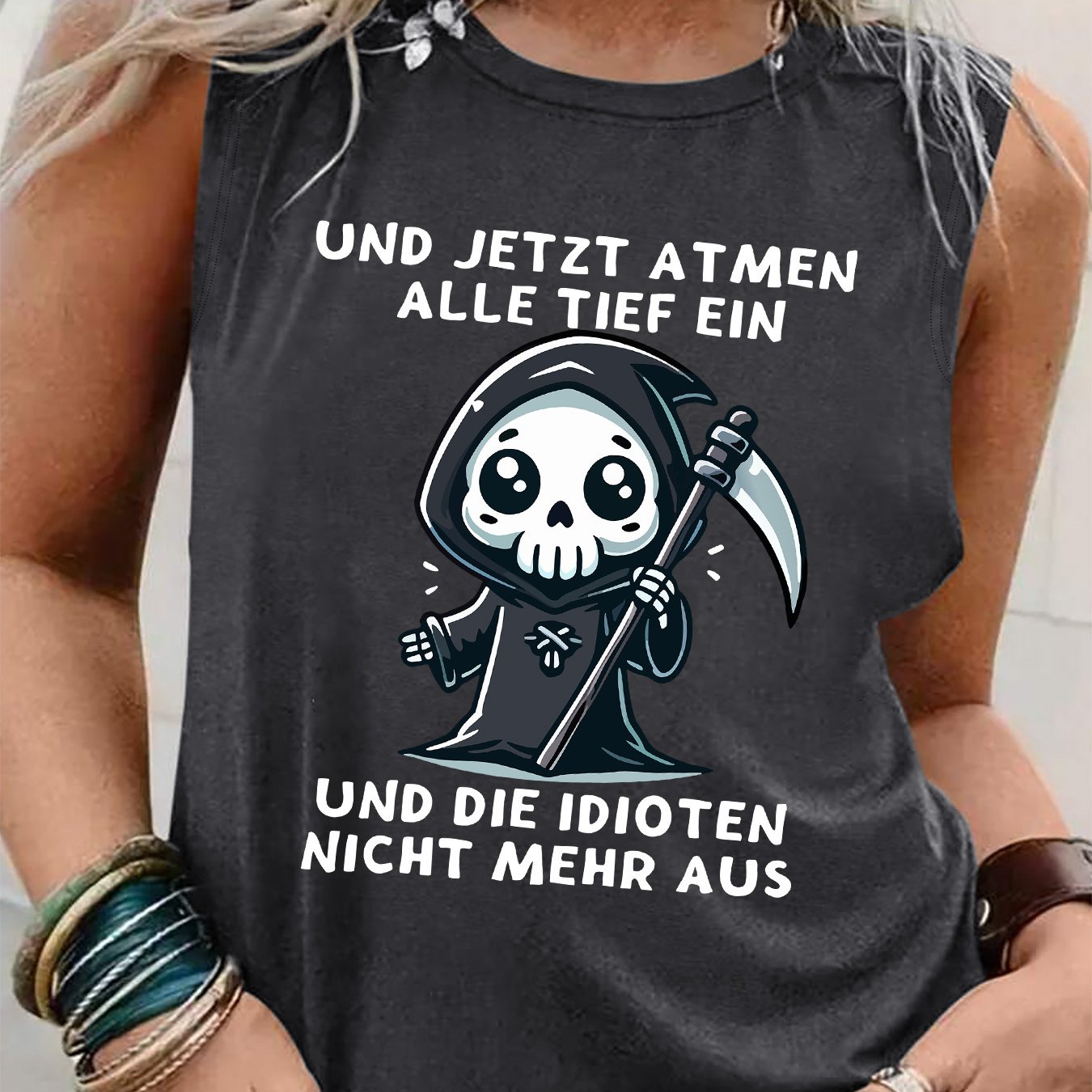 E-shop Tanktop mit Grafikdruck, ärmelloses Freizeit-Top für Sommer & Frühling, Damenbekleidung