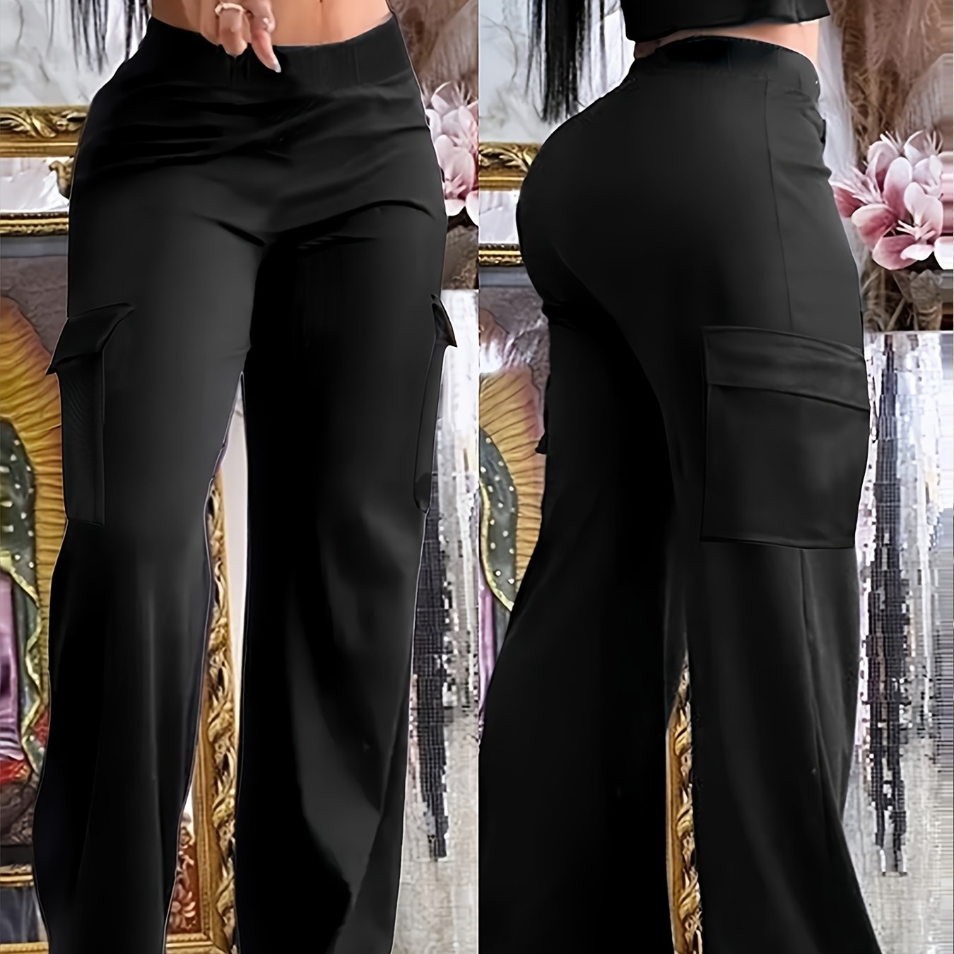 TEMU Women's Casual Solid Color Trousers