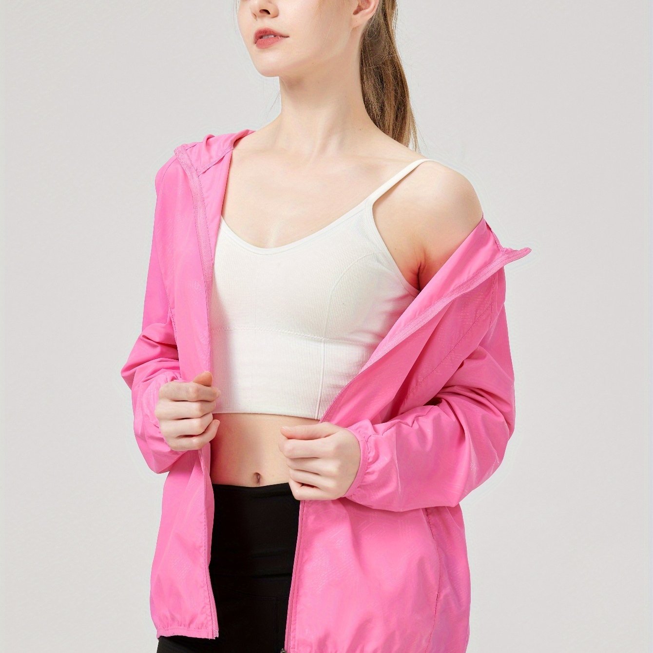 TEMU Women's Sports Jacket - Zipper Design, Long Sleeves, Hooded, Suitable For Fitness And Outdoor Activities, Sportswear | Jacket | Women's Durable