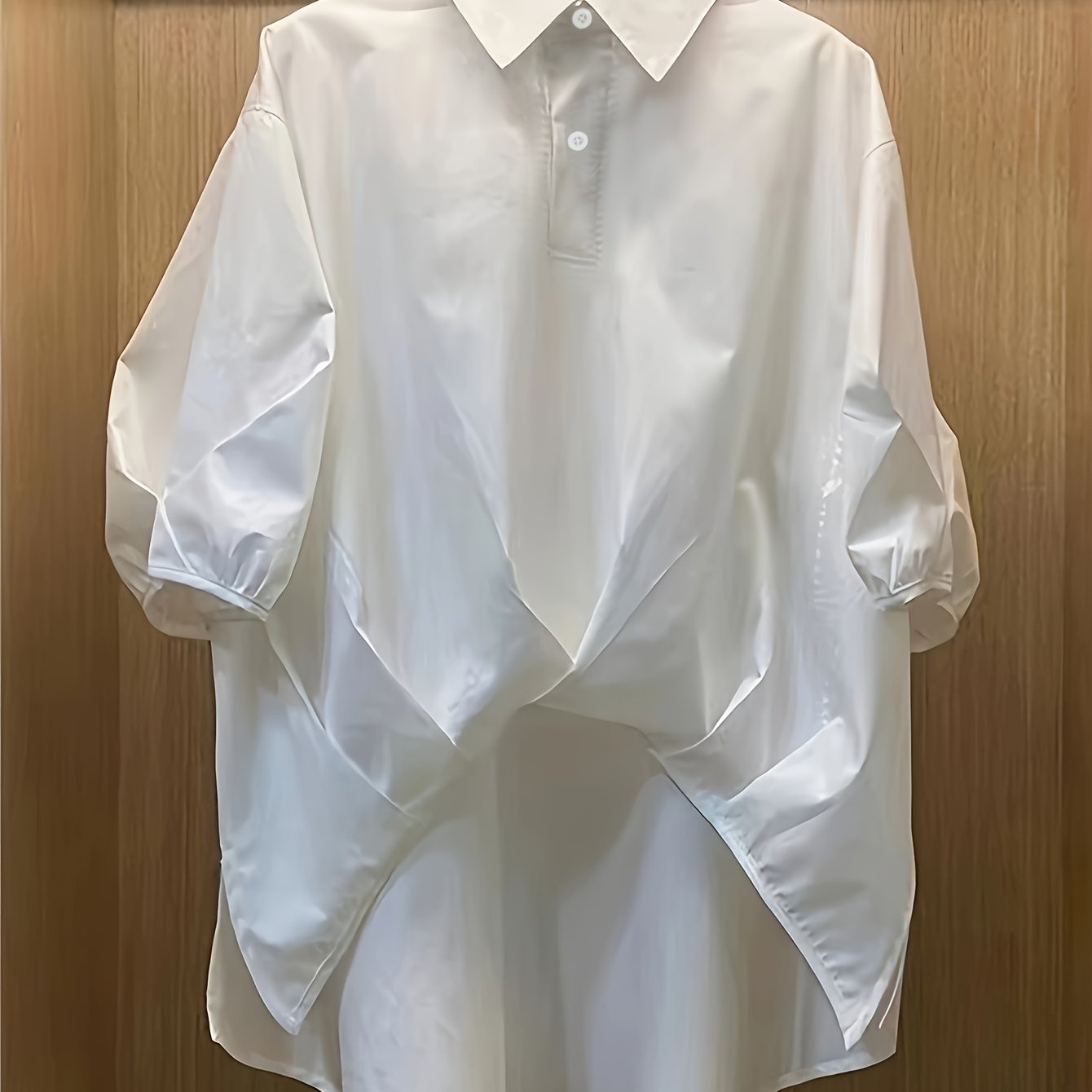 Women's Fashion Loose-fit Short-sleeve Shirt, , Niche Solid Color Top