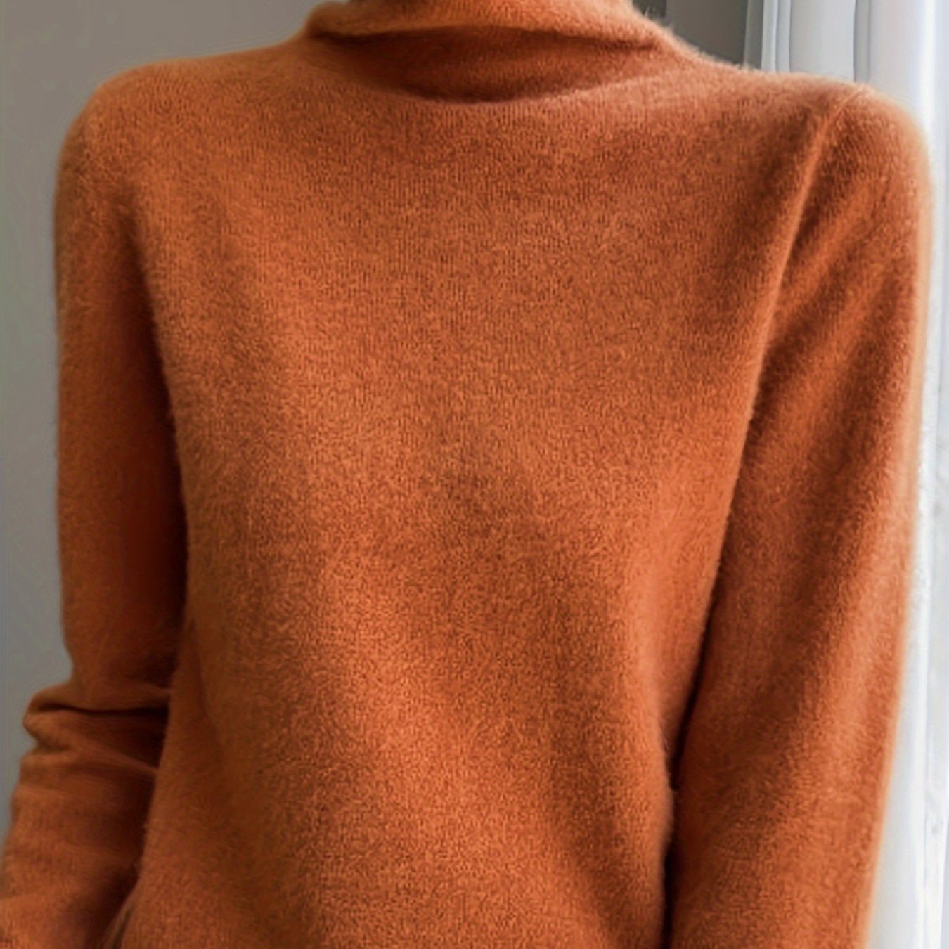 Fine-spun Chunky Crewneck Loose-fit Thickened Pullover Sweater, Autumn/winter High-neck Base Layer Top