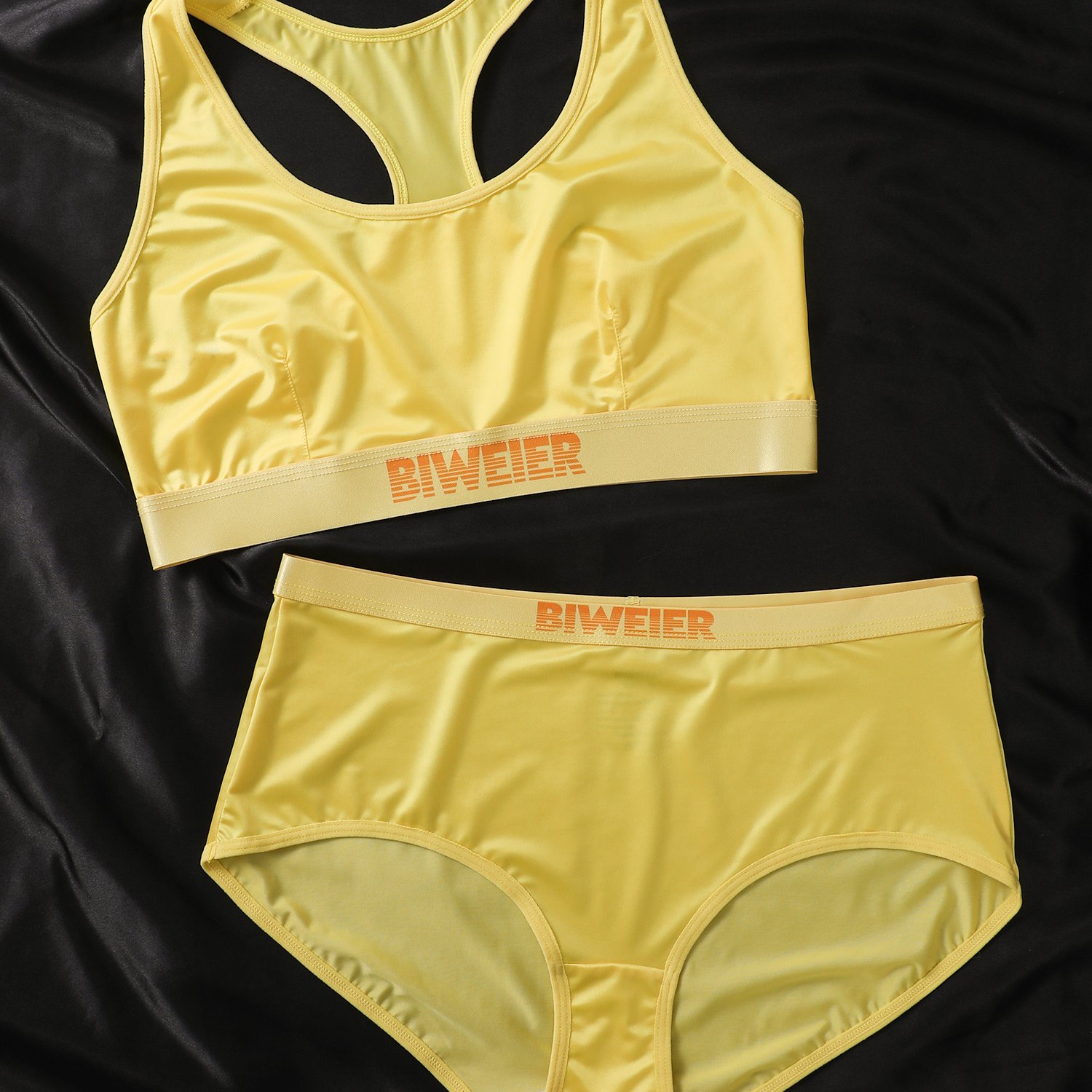 Image of Satin Pajama Set: Unpadded Bra & Boyshorts. Lightweight, Breathable, And Smooth For Yoga, Lounging, Or Sleep.