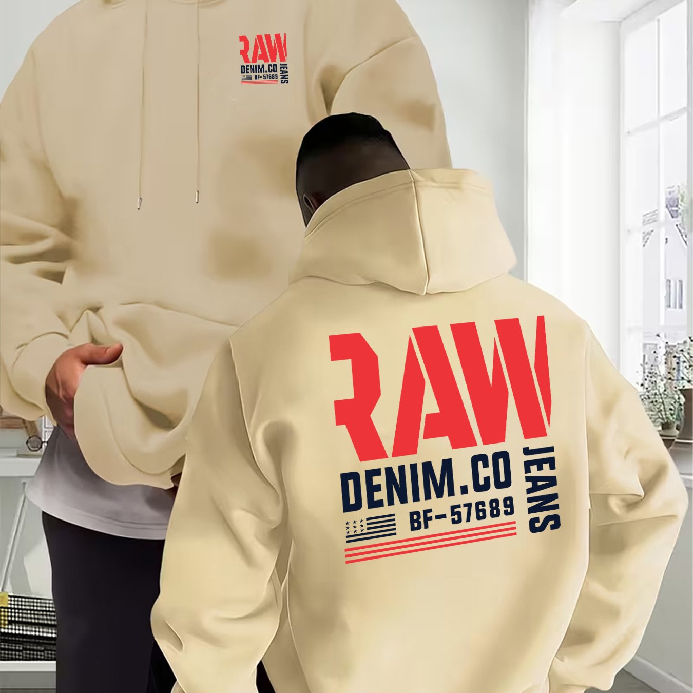 TEMU Men's Hoodie Sweatshirt, American Workwear Denim Cowboy Slogan Print Sweatshirt, Autumn/winter -lined Loose Fit Hooded Pullover, Casual Daily