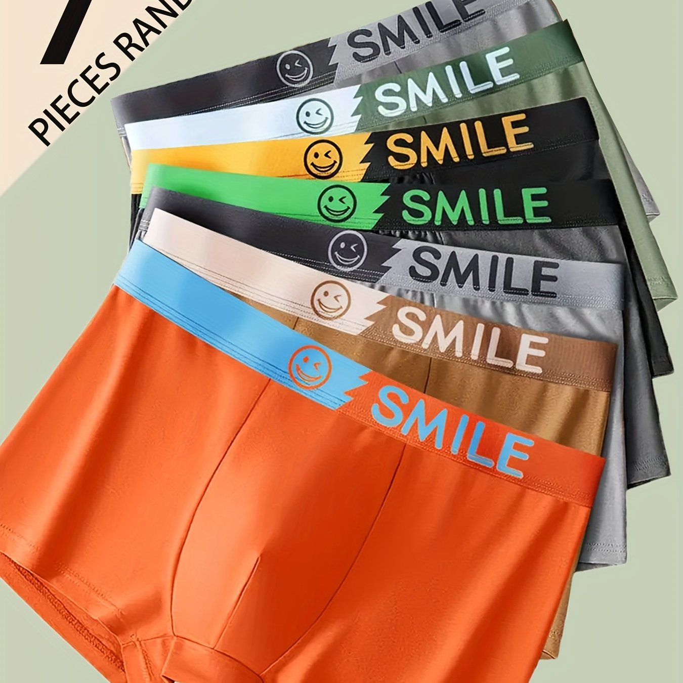 [brovanic] 7pcs Solid Color Men's Briefs, Casual Breathable Flat Briefs, Short Shorts Comfortable Elastic Flat Shorts