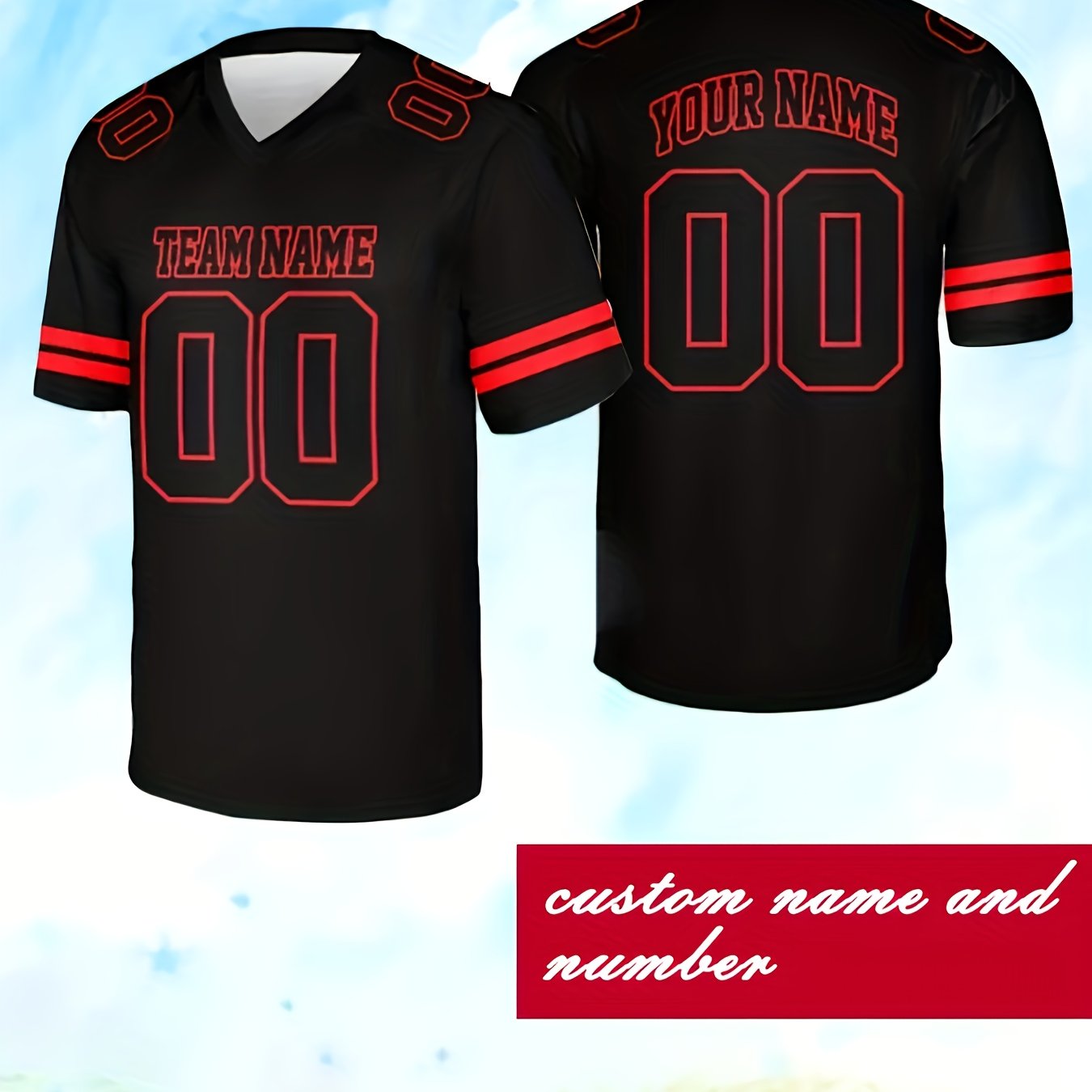 TEMU Custom Team Name And Number Football Shirt - Short Sleeve Sportswear, Suitable For Fans, Ideal For Training, Running, And Casual Wear, Football