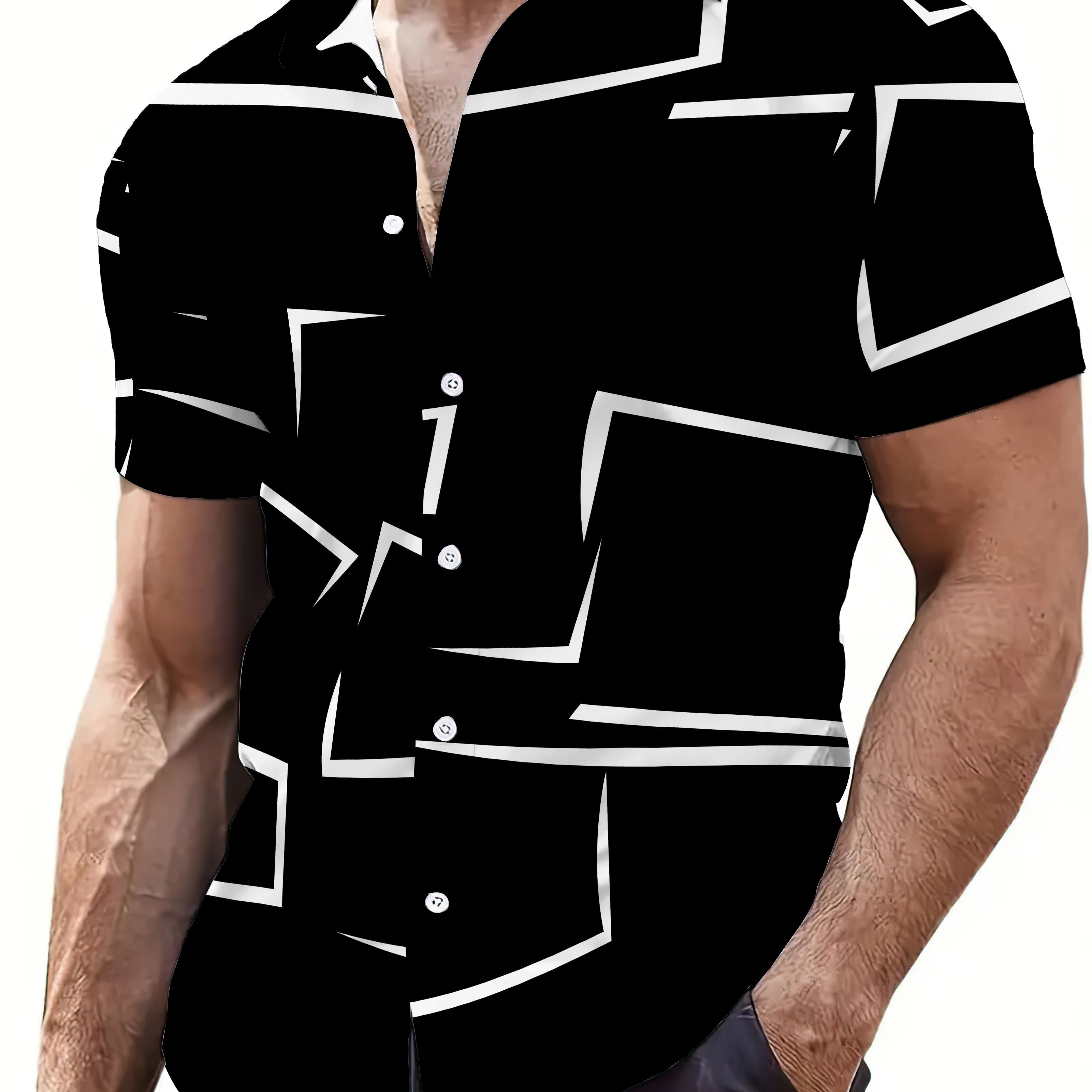 TEMU Fashionable And Simple Men's Shirt With 3d Print, New Summer Short-sleeved Men's Shirt