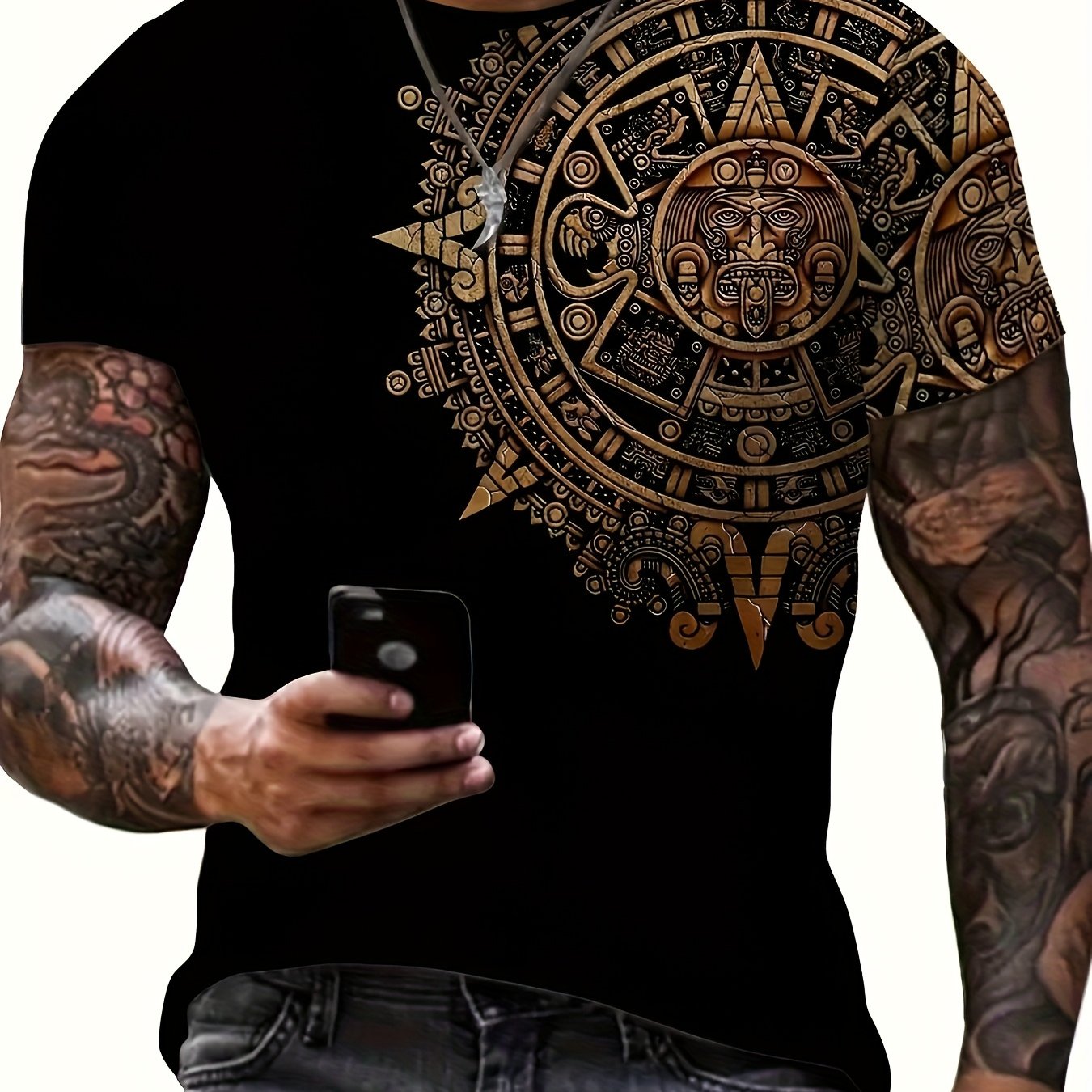 TEMU T-shirt da con stampa - Top casual a maniche corte, vestibilit� regular per outdoor, stile street trendy - [Design stampato - Non texturizzato]