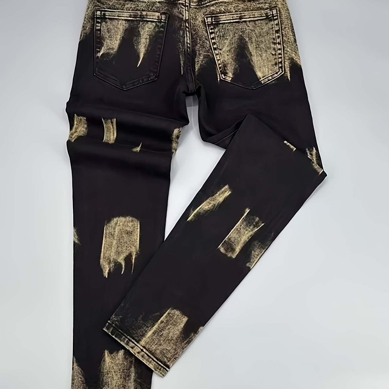 TEMU [HME]H302 Jeans Casuales para Hombre de Corte , Estilo en Degradado , Versátiles y Modernos. Jeans Negros de Corte con Tiro Medio y Ajuste