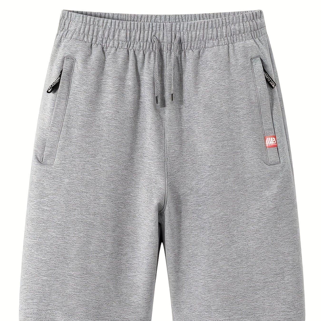TEMU 1pc Men's Casual Jogger Shorts With Elastic Drawstring Waist & Side Zipper Pockets - Lightweight Breathable Fabric, Loose Fit For Gym, Golf,