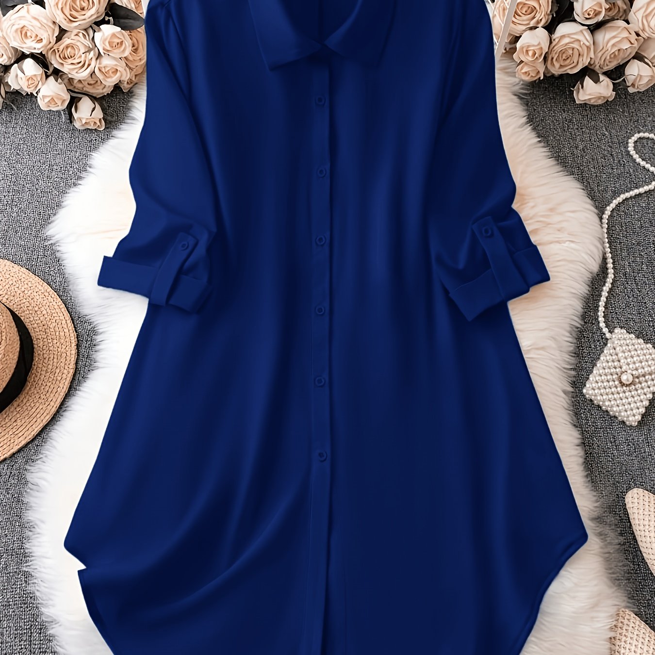 TEMU Women's Long Sleeve Casual Loose Fit Shirt Dress