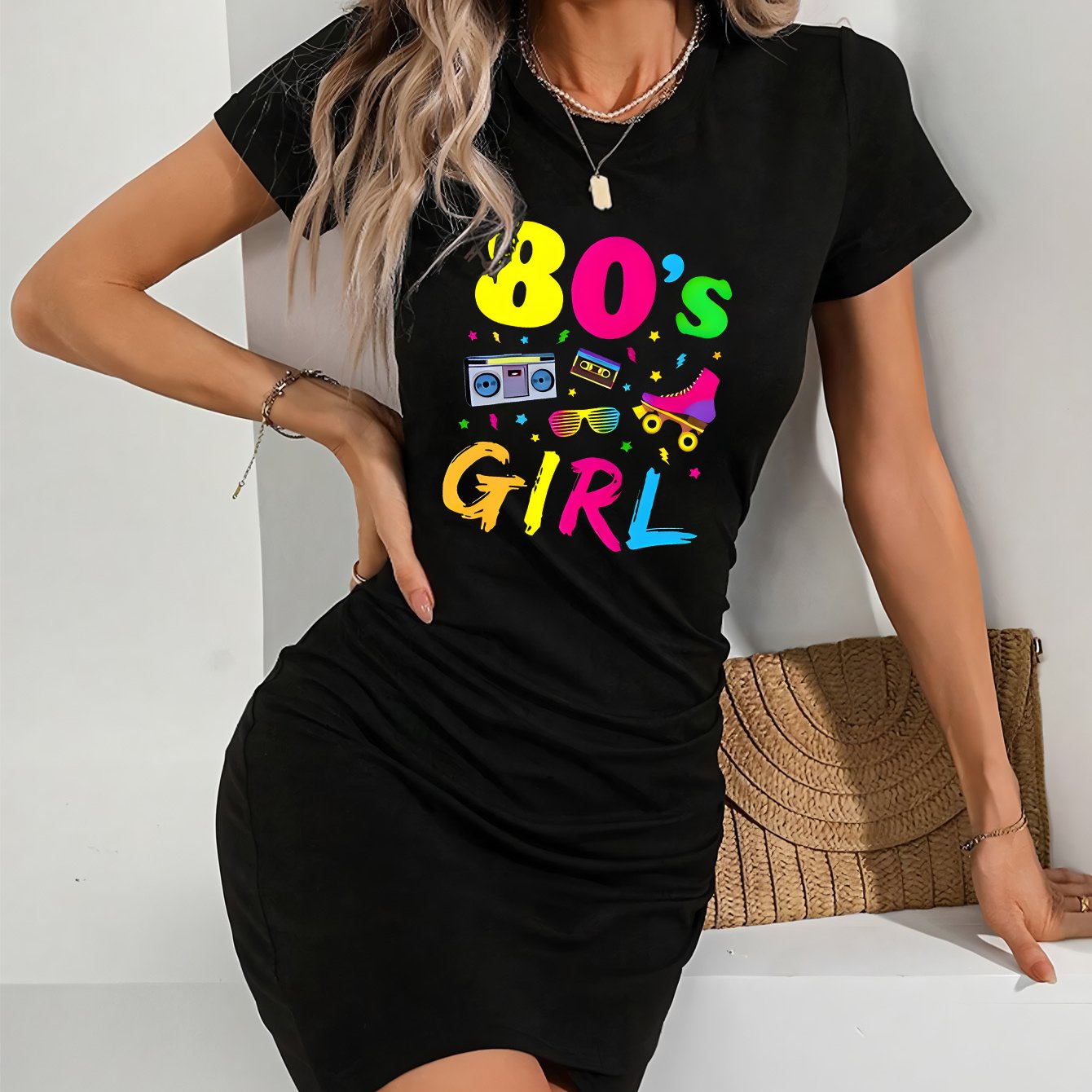 TEMU Women's /summer Short Sleeve Printed Dress