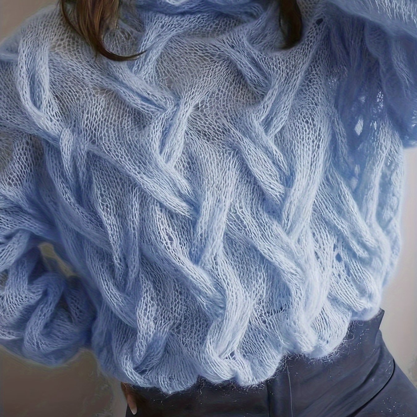 Image of Valentine's Day Festive Atmosphere Outfit For Women, Featuring A Lightweight, Sheer, Semi-turtleneck Sweater With A , Perfect For A Relaxed, Soft, And Loose Style For Autumn And Winter