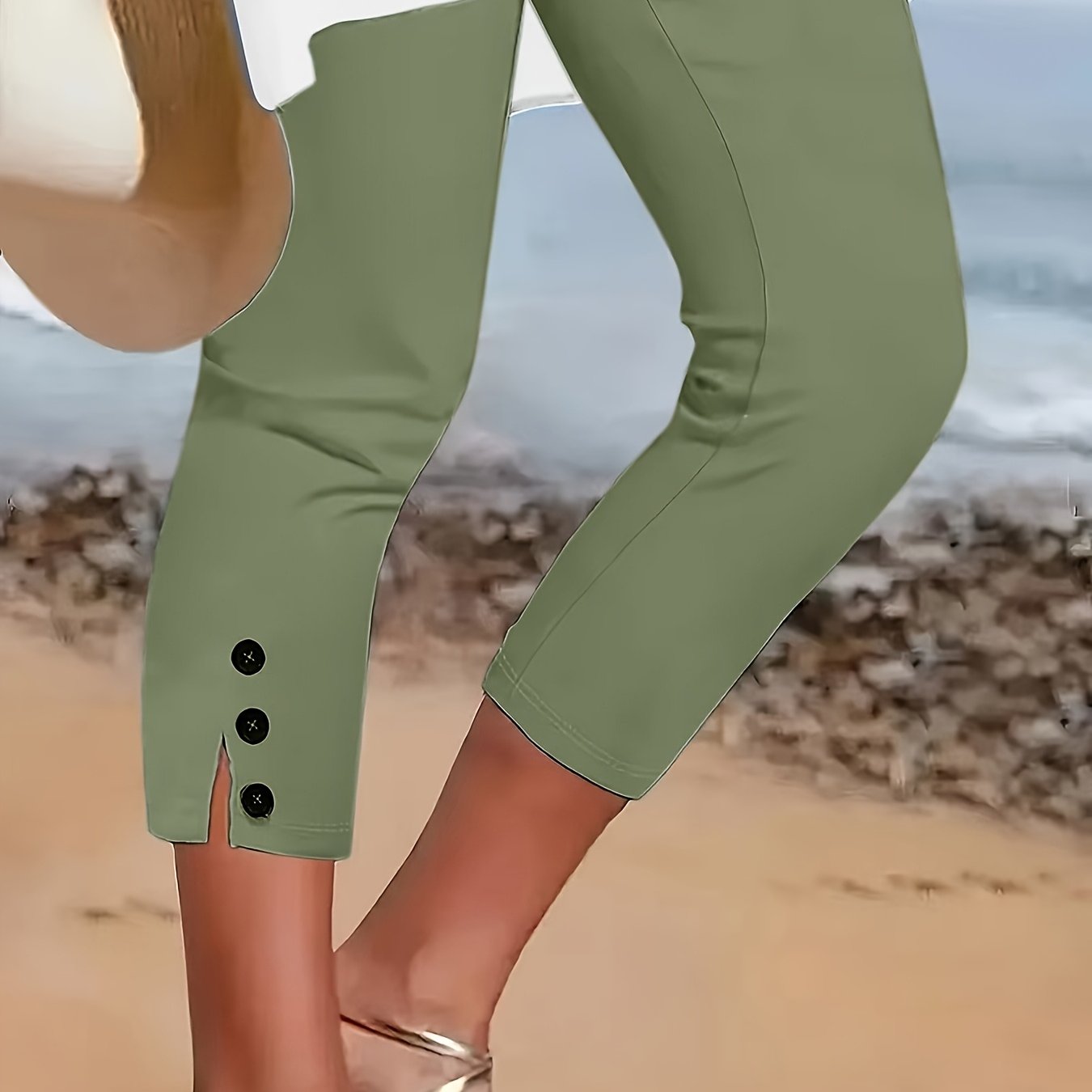 Simple And Practical Leggings, Versatile Capri Pants For Casual Wear, Women's Clothing