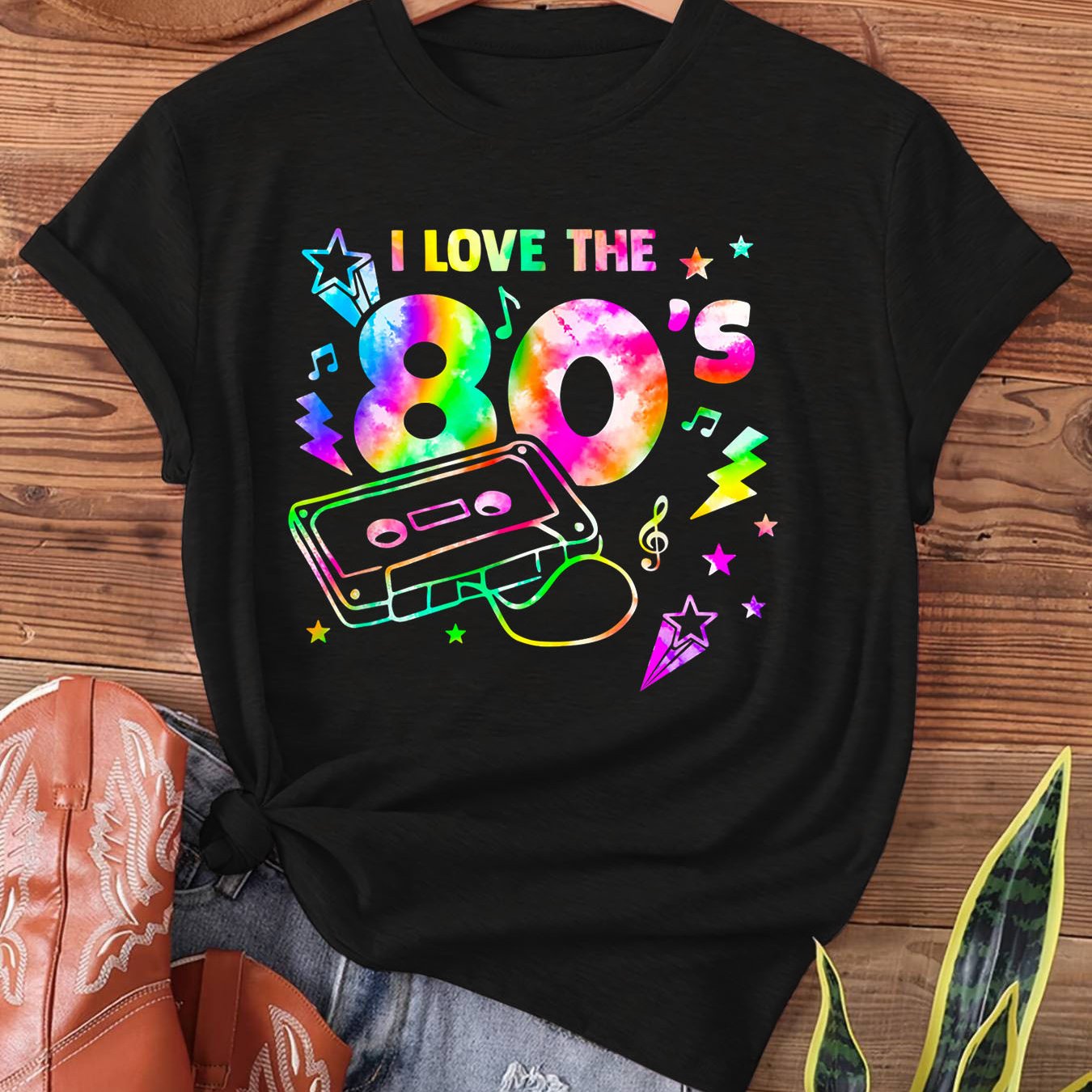 Retro 80s Music Graphic Tee For Women - Vintage Cassette Tape & I Design, Short Sleeve Crew Neck Casual Shirt, Machine Washable For , Rock And Roll T-shirts