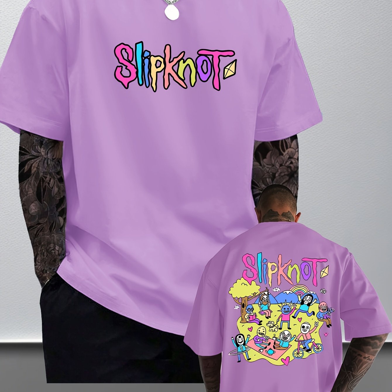 Men&#39;s Slipknot Cartoon Graphic T-Shirt - Red Relaxed Fit Short Sleeve Tee, Casual &amp; Comfortable Summer Wear for Men and Women, Everyday Tshirt | Vibrant Design | Machine Washable
