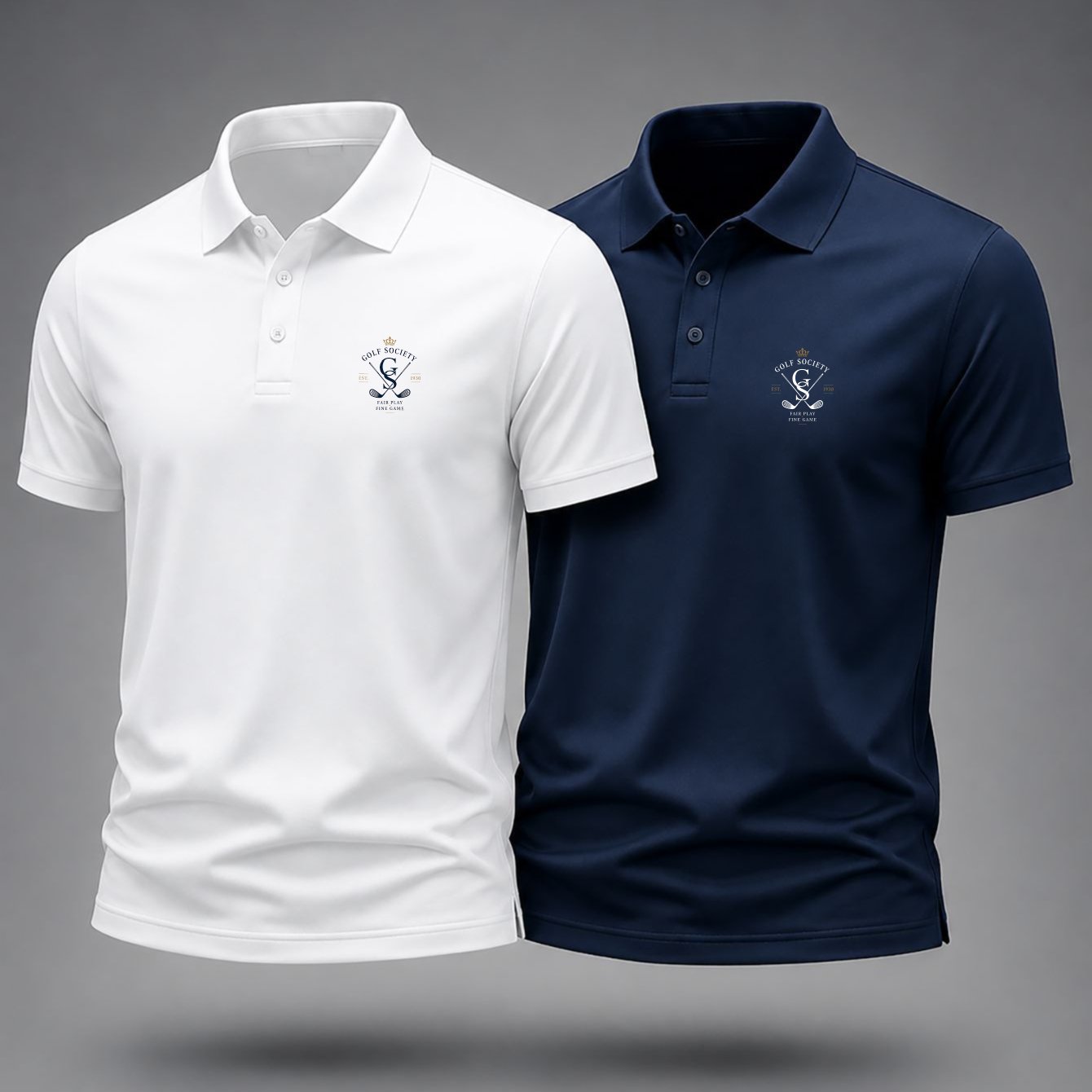 Image of 2pcs Men's Shirt Set With Minimalist Logo Print Cotton Blend Shirts Classic Business Men's For Summer Office Work Wear Gift For Husband Boyfriend