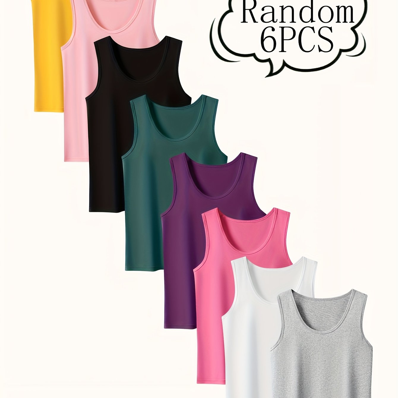 E-shop Ärmellose Damen-Tanktops, zufälliges 6-teiliges Set, lässig atmungsaktiv, schmale Passform vielseitig, bequem dehnbar