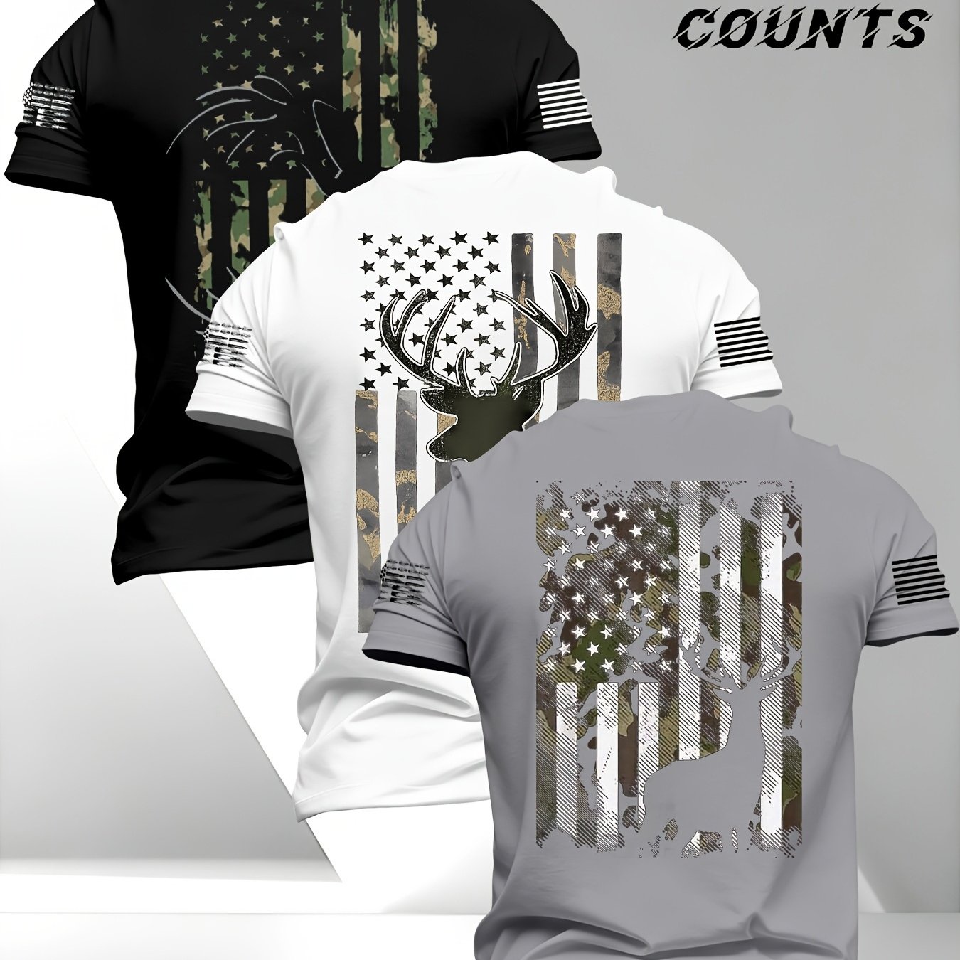 TEMU 3-pc Men's Short-sleeve T-shirts, American 250th Anniversary Print Crew Neck Short-sleeve T-shirts, Breathable Polyester, Machine Washable,