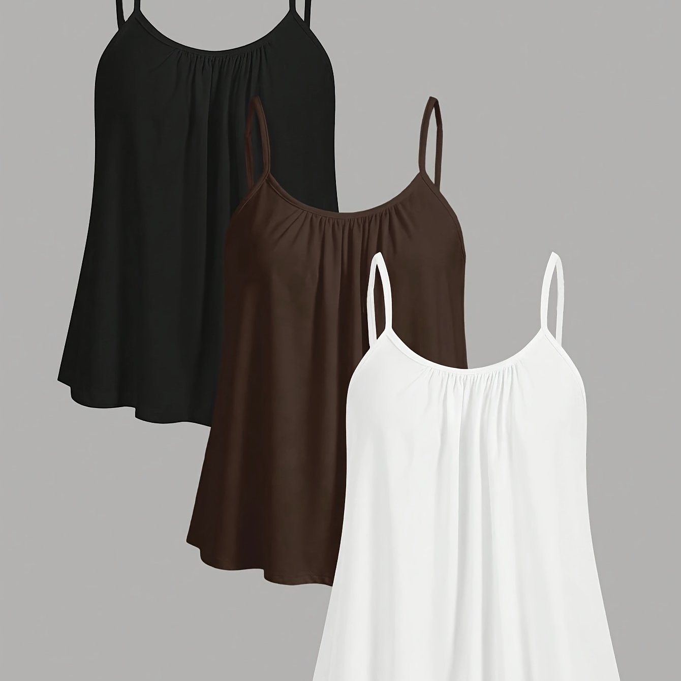 TEMU Women's 3pcs Set Ruched Cami Loose Casual Vest