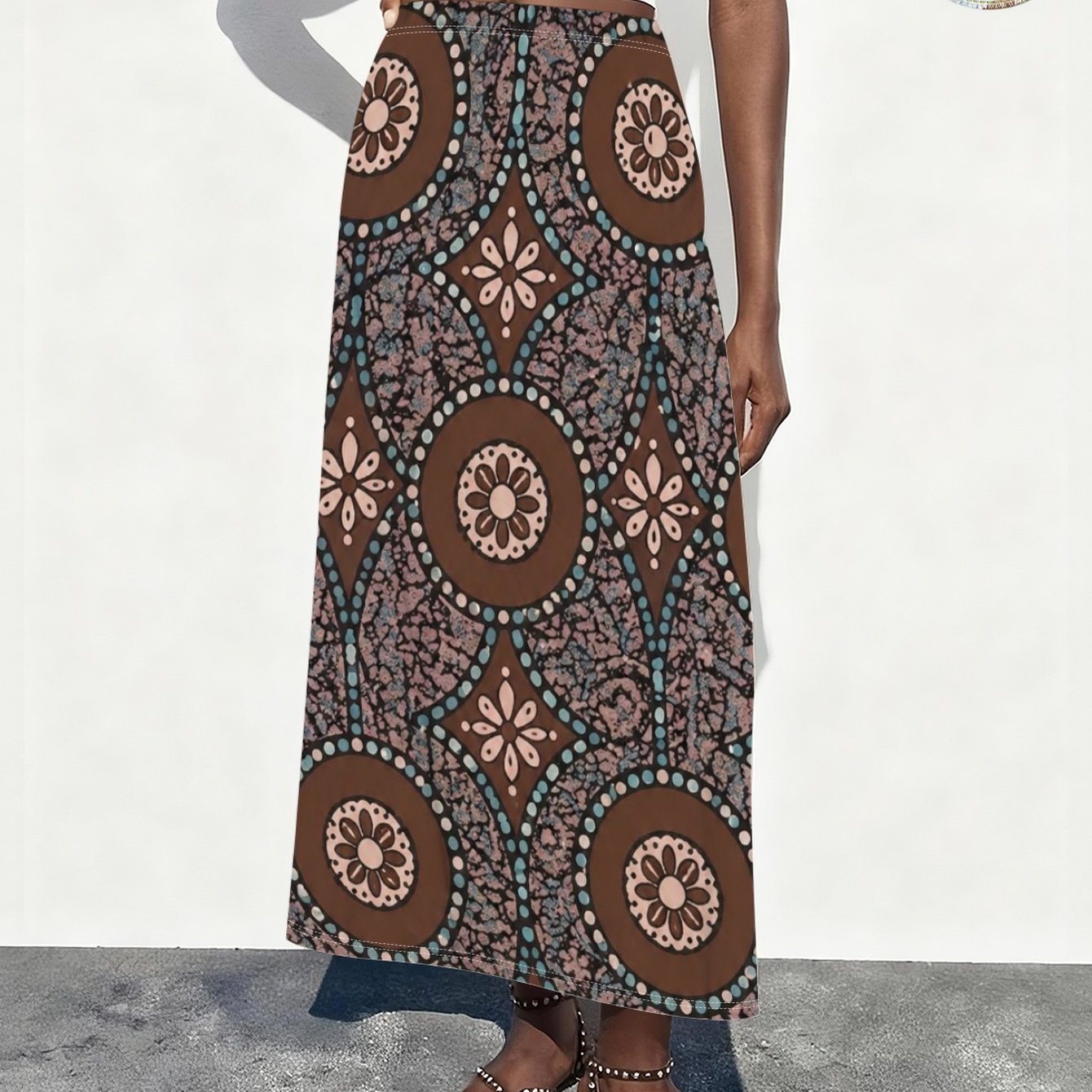 TEMU Printed Design â Not Textured Vintage Geometric Floral Pattern Print Women's Skirt, /summer Casual Women's Apparel, Suitable For Workplace,