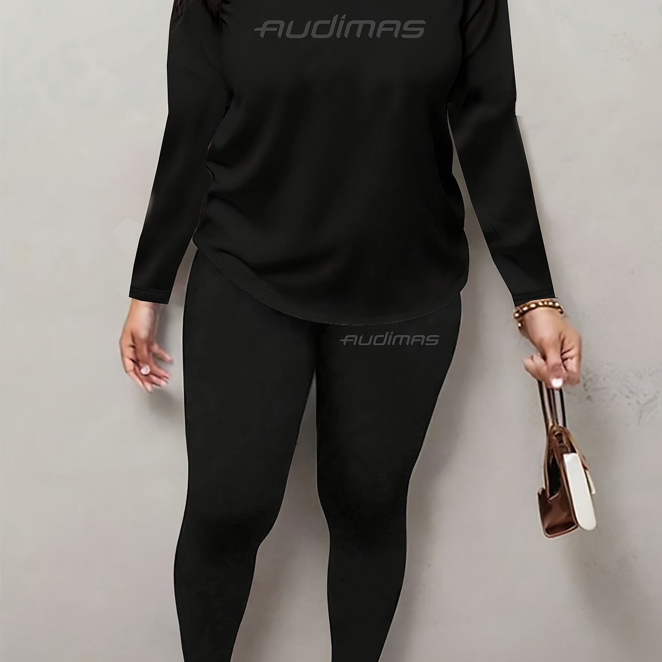 TEMU 2 Piece Set Casual Round Neck Long Sleeve Top And Pants Outfit For For All Season