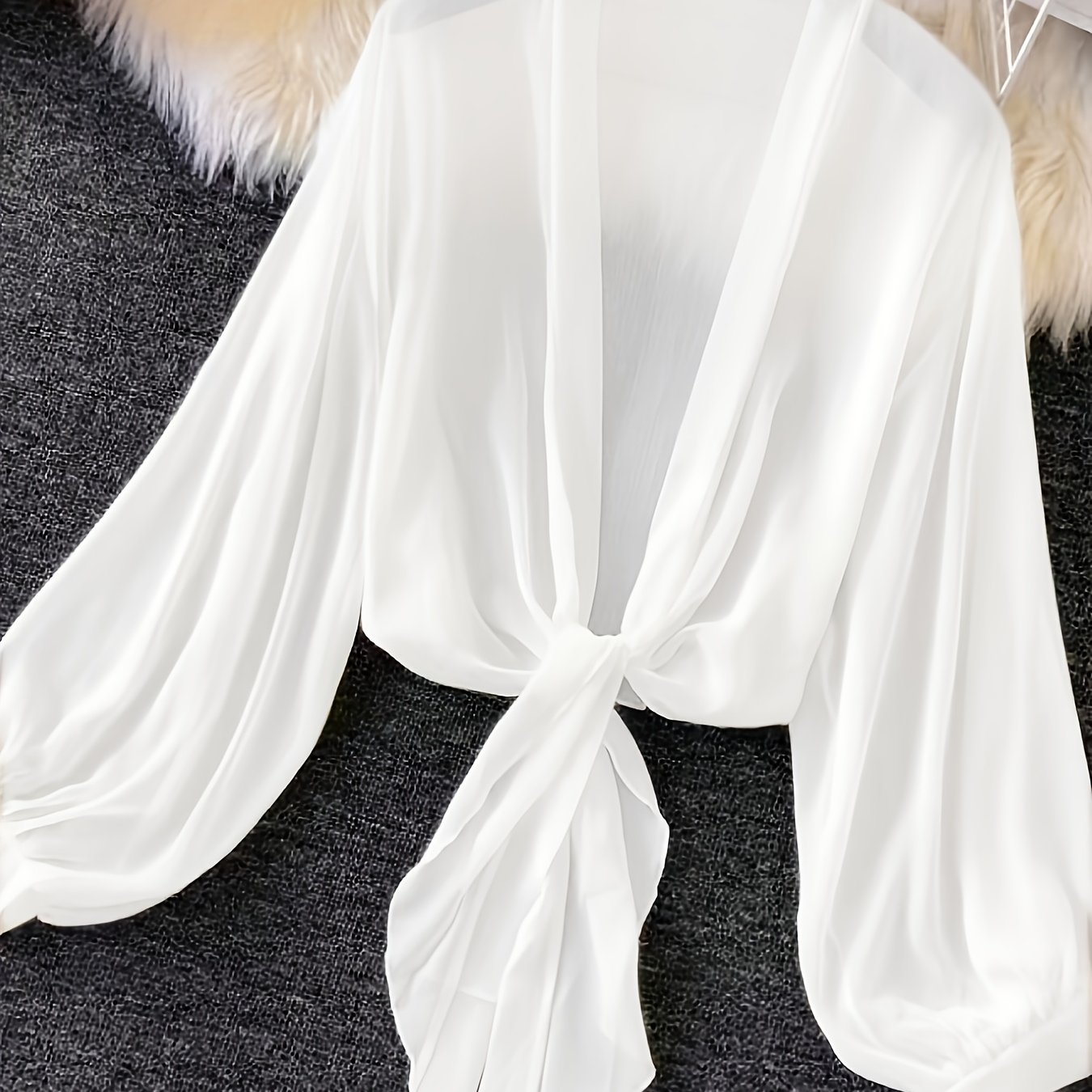 Women's Thin Lantern Sleeve Waist-cinched Cardigan