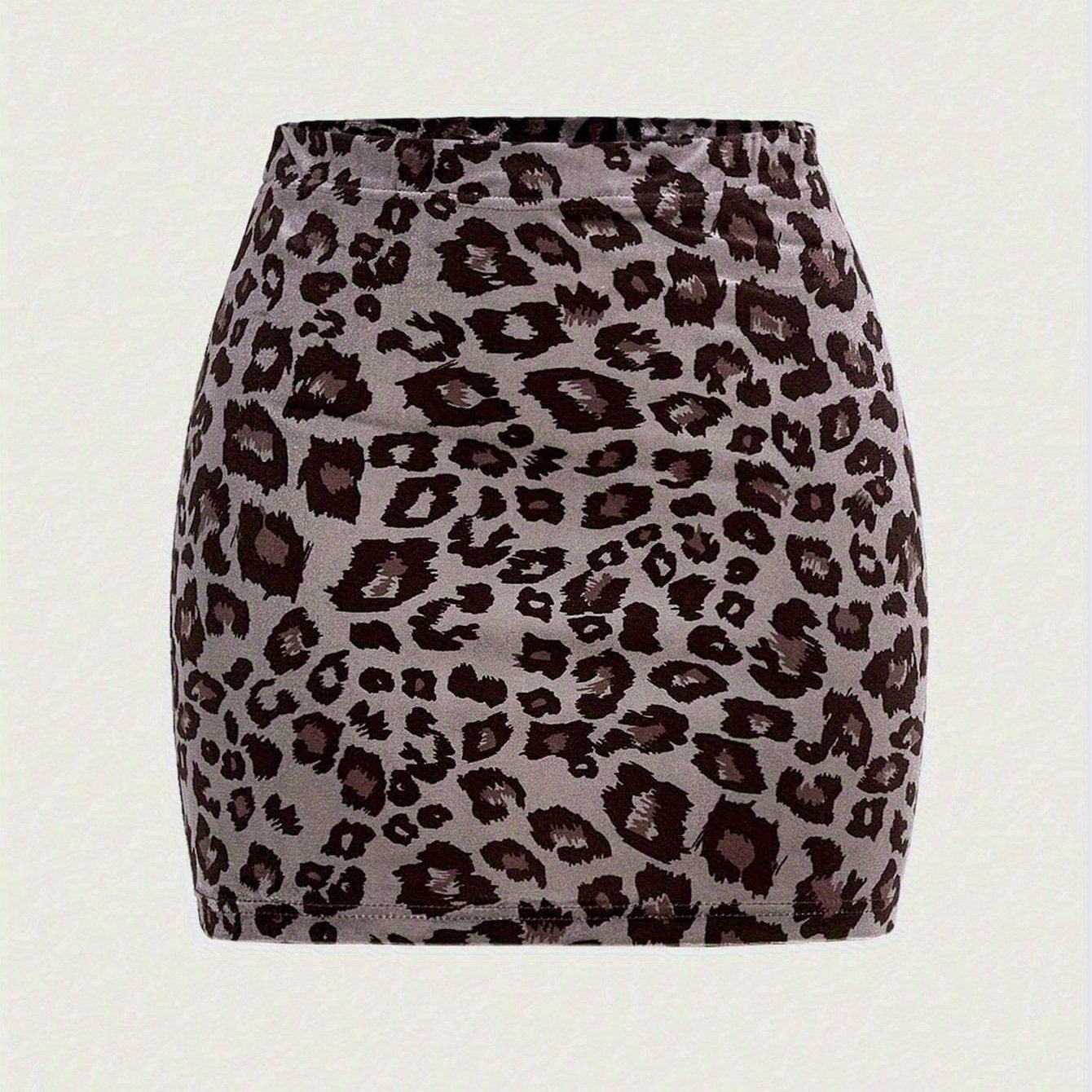 Plus Size, Sf Women's Plus-size Leopard Print Body-hugging Short Skirt - High-elasticity Short Length Half-skirt Suitable For - Casual & Office Wear, Elegant Retro Skirt (no Required)