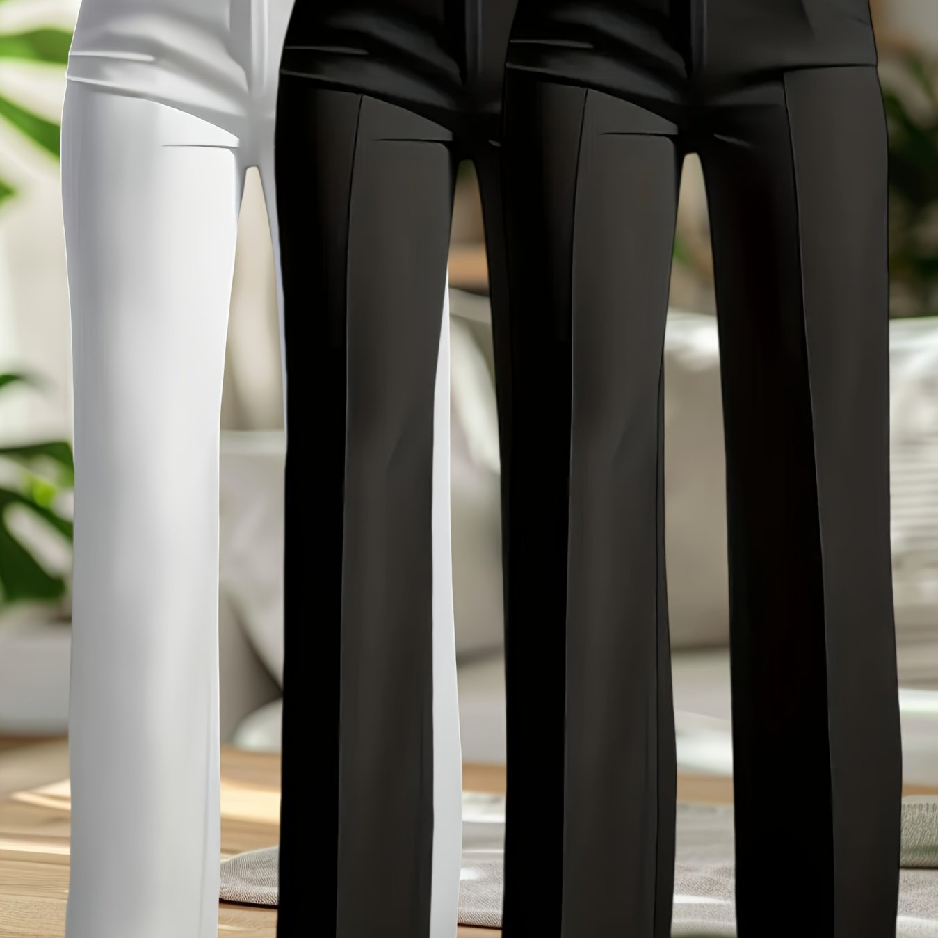 TEMU 3pcs Set Of Women's Elegant Solid Color Slanted Pocket Straight Leg Pants, Suit Pants, Women's Work Pants, Office Wear, Solid Color, Machine