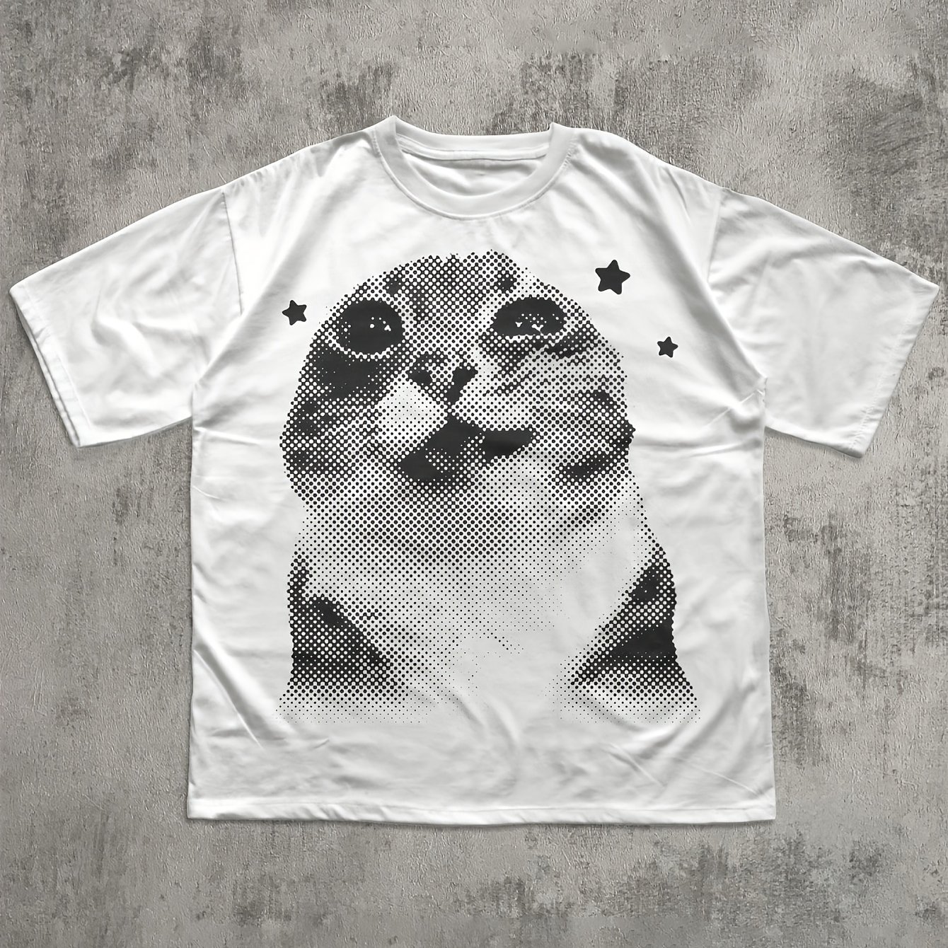 TEMU /summer T-shirts: Cute Cat Head Print, Stylish Women's Round Neck Pullover Short-sleeved T-shirt, Soft And Comfortable, Perfect For Travel,