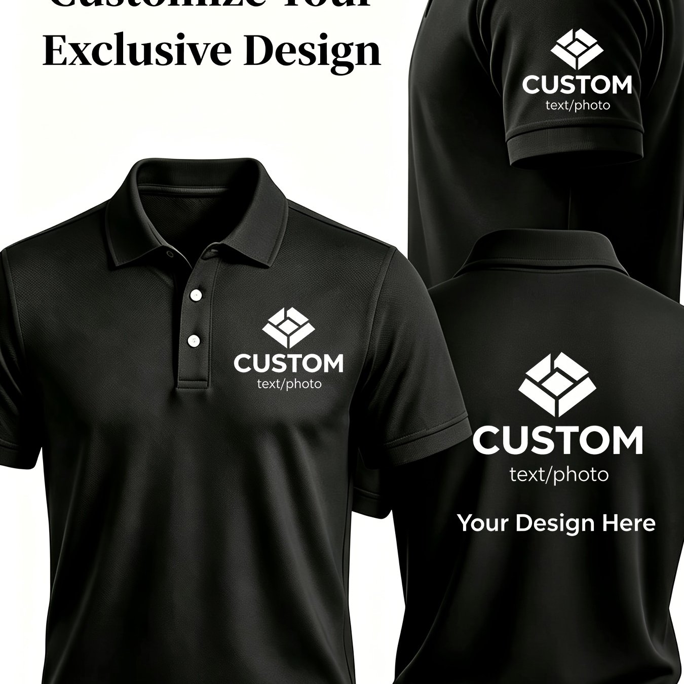 TEMU Custom Men's Shirts - Customizable Men's Shirts With Front Chest, Left Arm, And Back Customization - Corporate Uniforms - - Suitable For