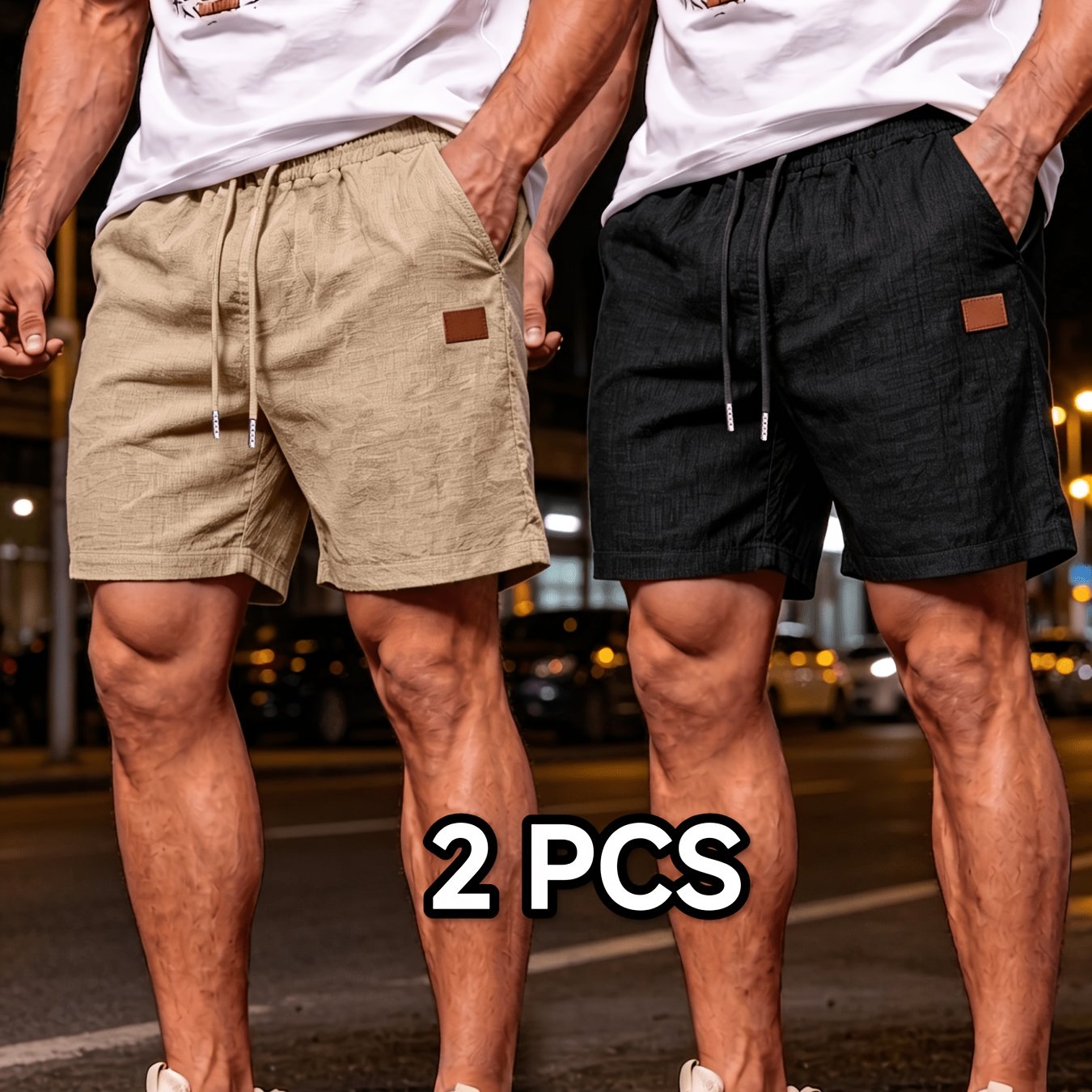 TEMU Two-pc Summer Outdoor Breathable Sports Camping Beach Linen Fashionable Lightweight 5-panel Shorts. Summer Quick-dry Linen Material, Versatile