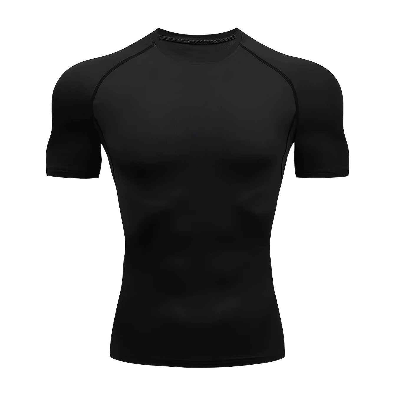 TEMU Men's Athletic Shaping Tight Solid Color Round Neck Quick-dry Fitness Training Breathable Short Sleeve, Running Exercise Outdoor Gym Sports